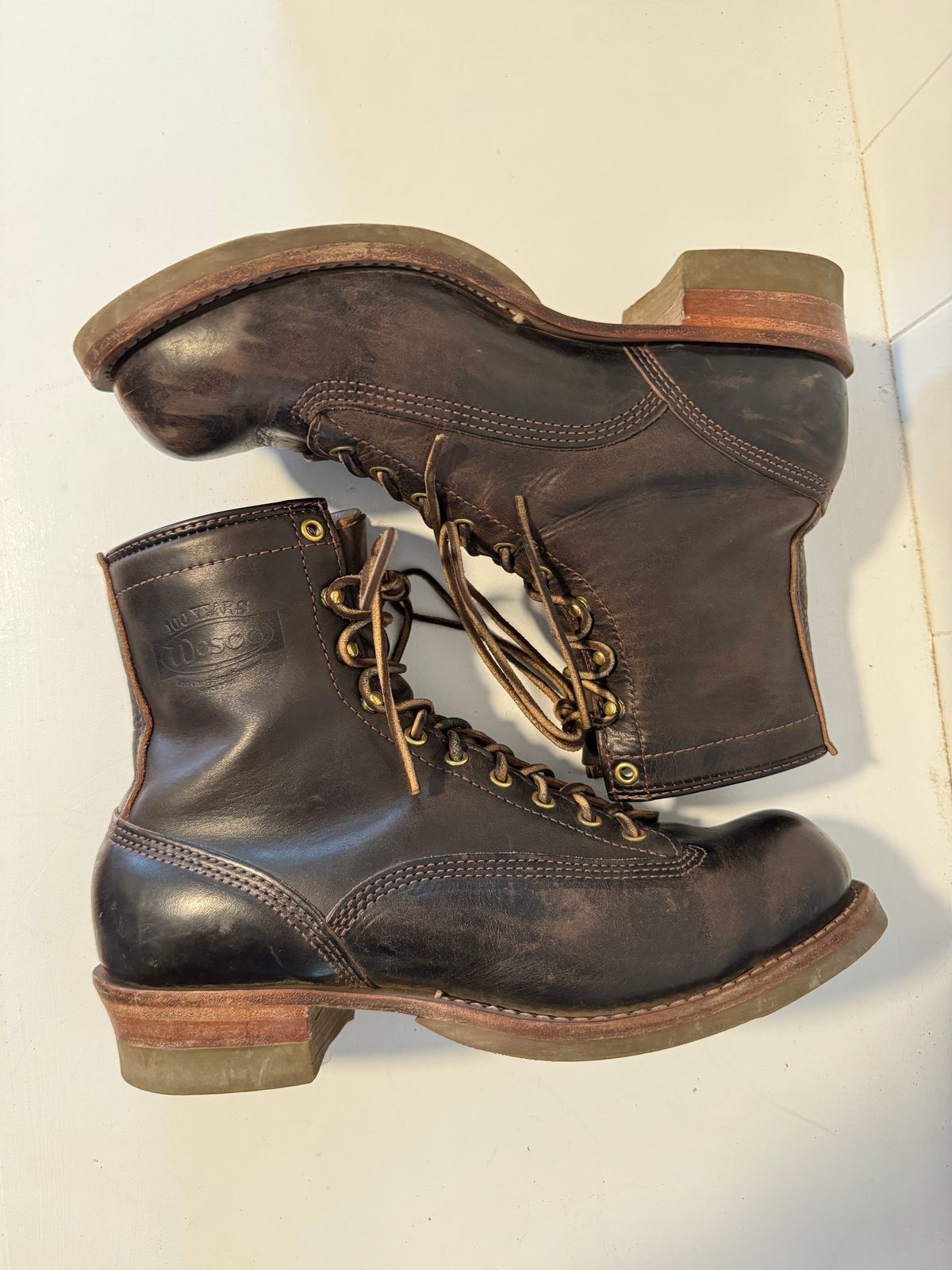 Photo by centralfornia on February 5, 2024 of the Wesco Jobmaster in Horween Black Chromexcel Horsehide.