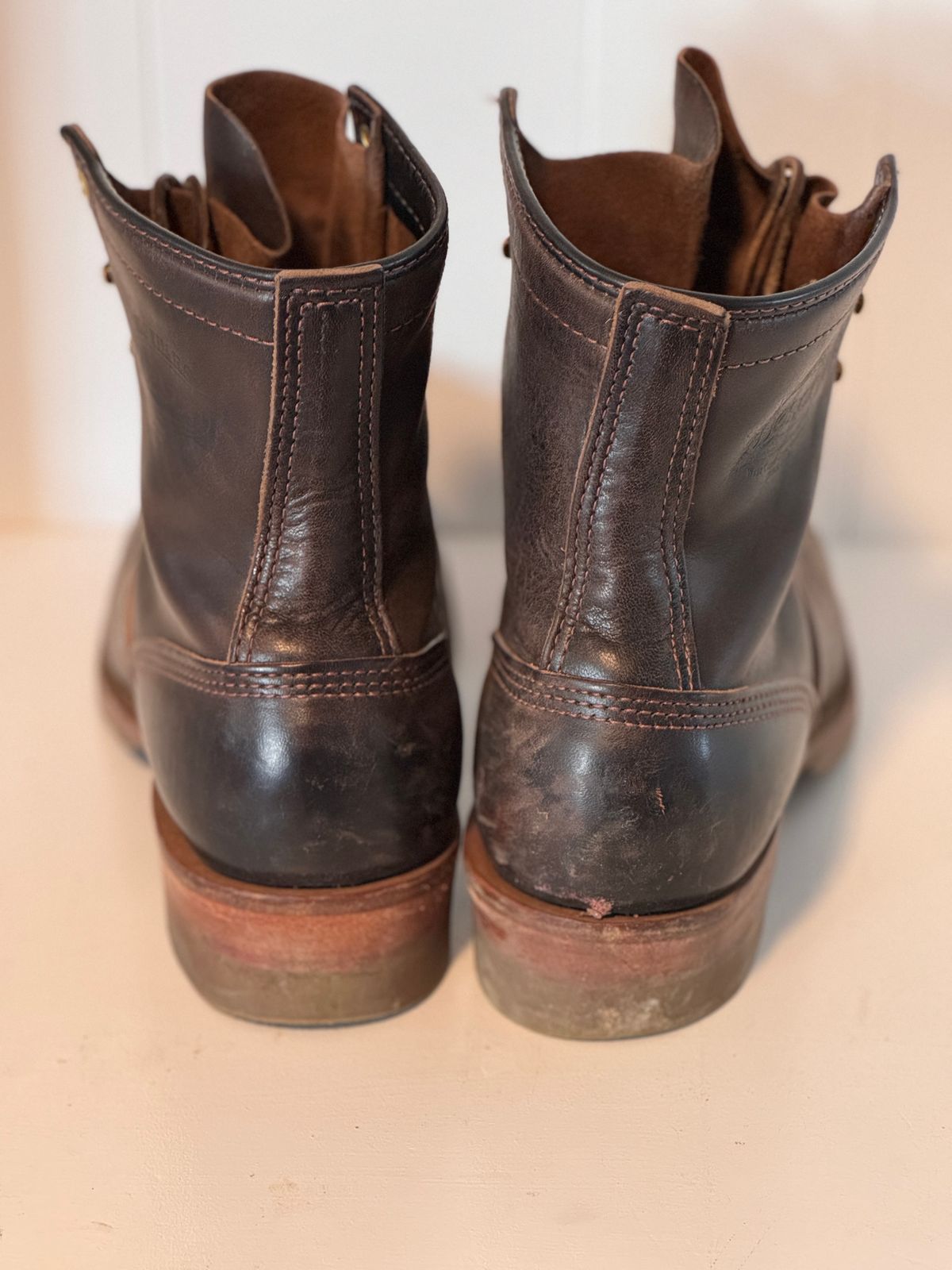 Photo by centralfornia on April 6, 2024 of the Wesco Jobmaster in Horween Black Chromexcel Horsehide.