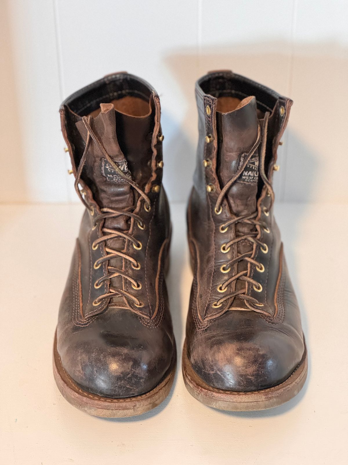 Photo by centralfornia on April 6, 2024 of the Wesco Jobmaster in Horween Black Chromexcel Horsehide.
