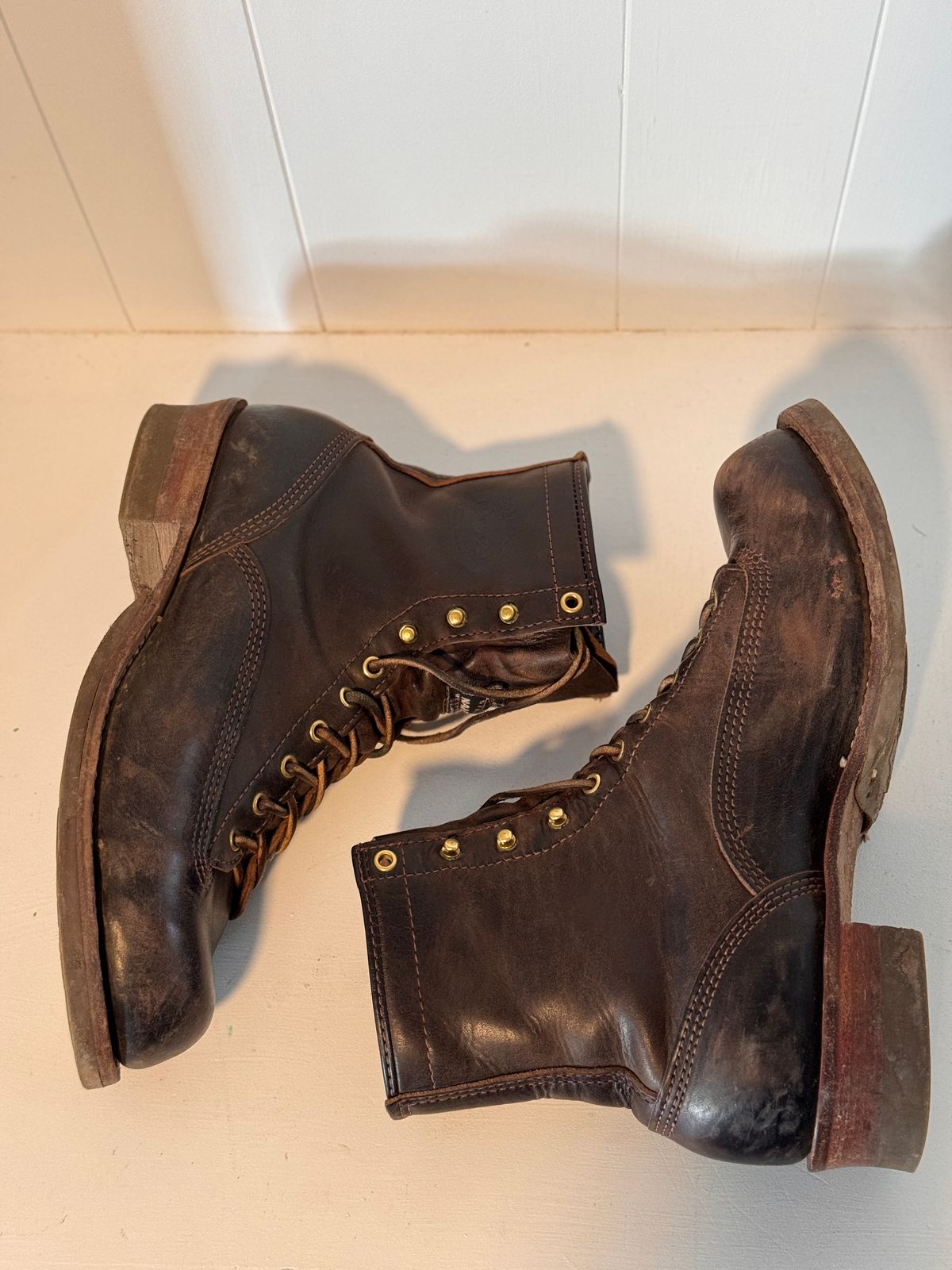 Photo by centralfornia on April 6, 2024 of the Wesco Jobmaster in Horween Black Chromexcel Horsehide.