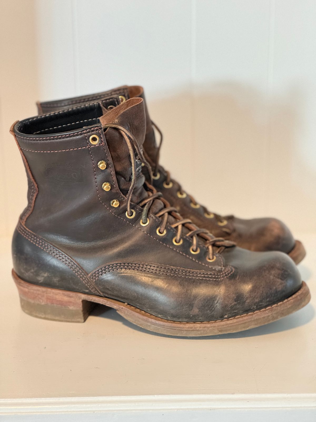 Photo by centralfornia on April 6, 2024 of the Wesco Jobmaster in Horween Black Chromexcel Horsehide.
