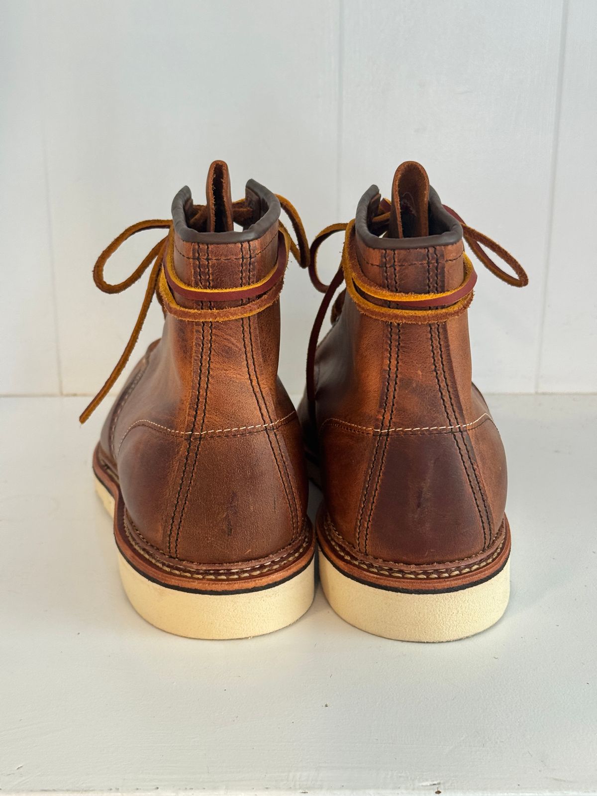 Photo by centralfornia on October 4, 2025 of the Red Wing 1907 Moc Toe in S.B. Foot Copper Rough and Tough.