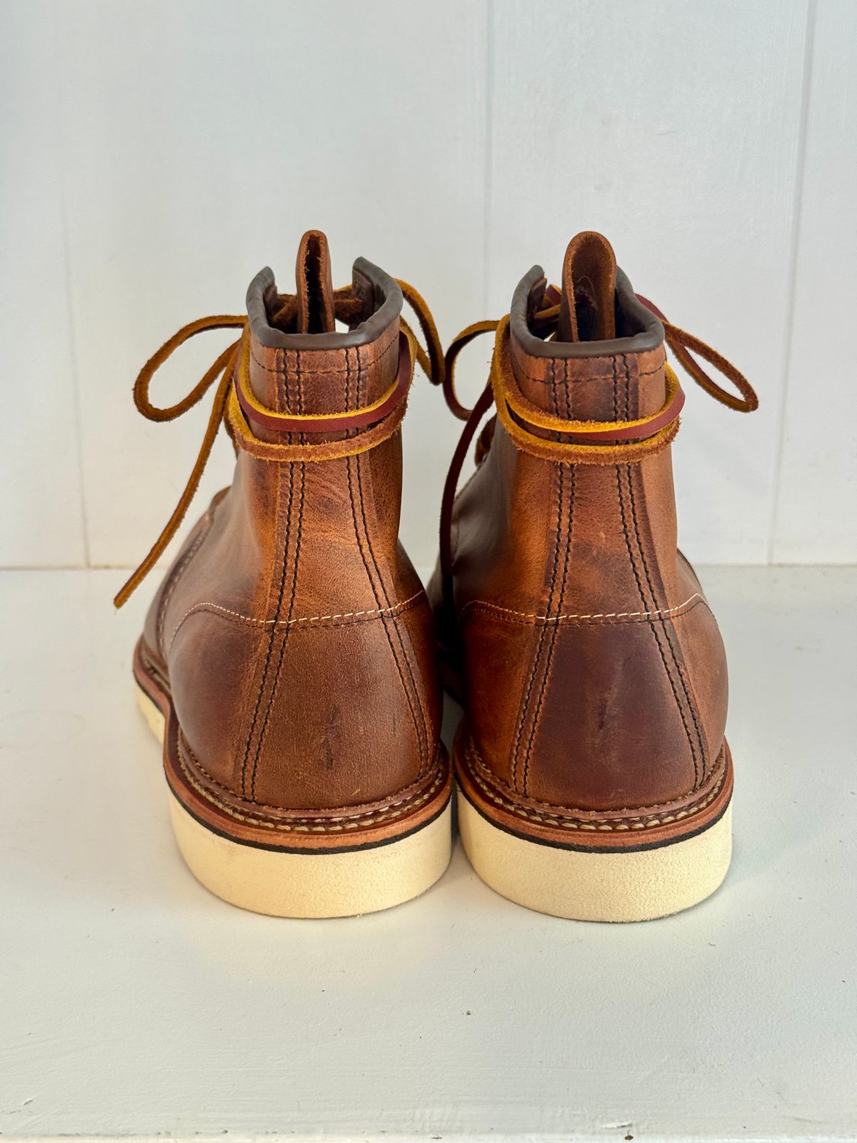 Photo by centralfornia on October 4, 2025 of the Red Wing 1907 Moc Toe in S.B. Foot Copper Rough and Tough.