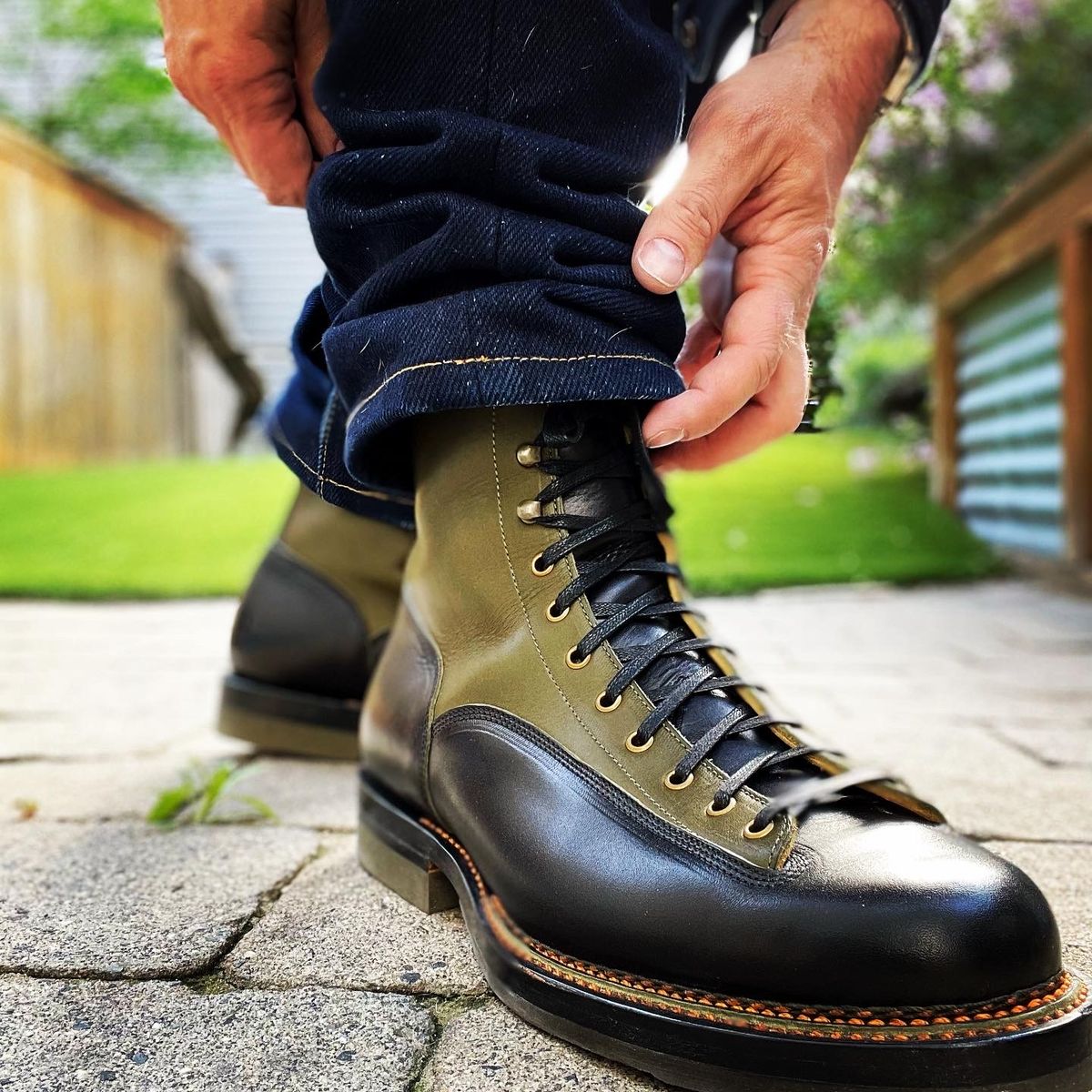 Photo by fishtownfades on April 19, 2024 of the Sagara Valiant in Badalassi Carlo Oliva Minerva Overdyed Black & Badalassi Carlo Oliva Minerva.