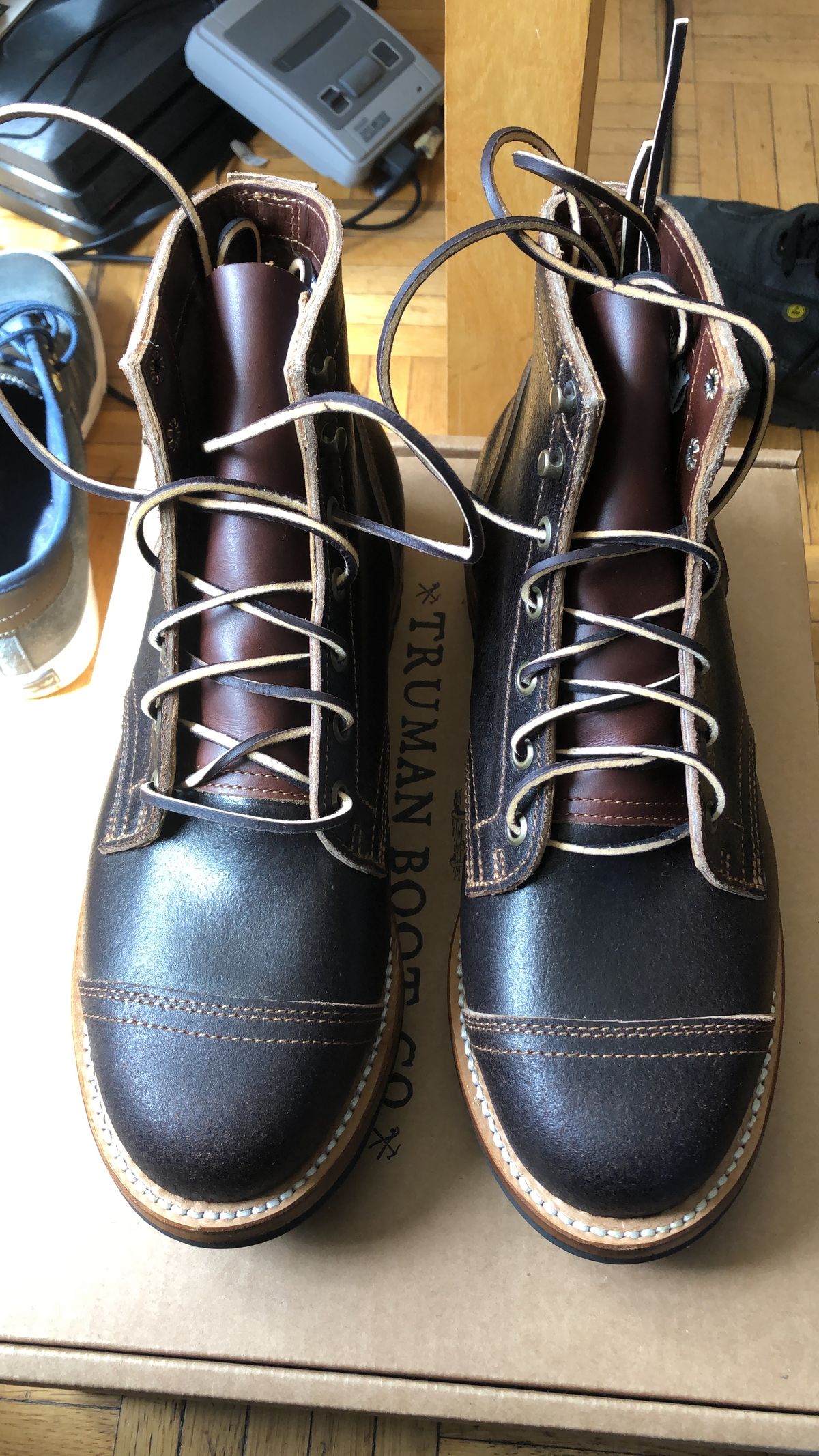 Photo by MPK on July 25, 2023 of the Truman Service Boot in Horween Java Waxed Flesh.