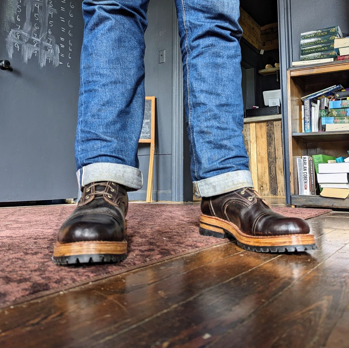 Photo by workwearfit on October 1, 2023 of the Sutorial Buckham in Horween Brown Waxed Flesh.