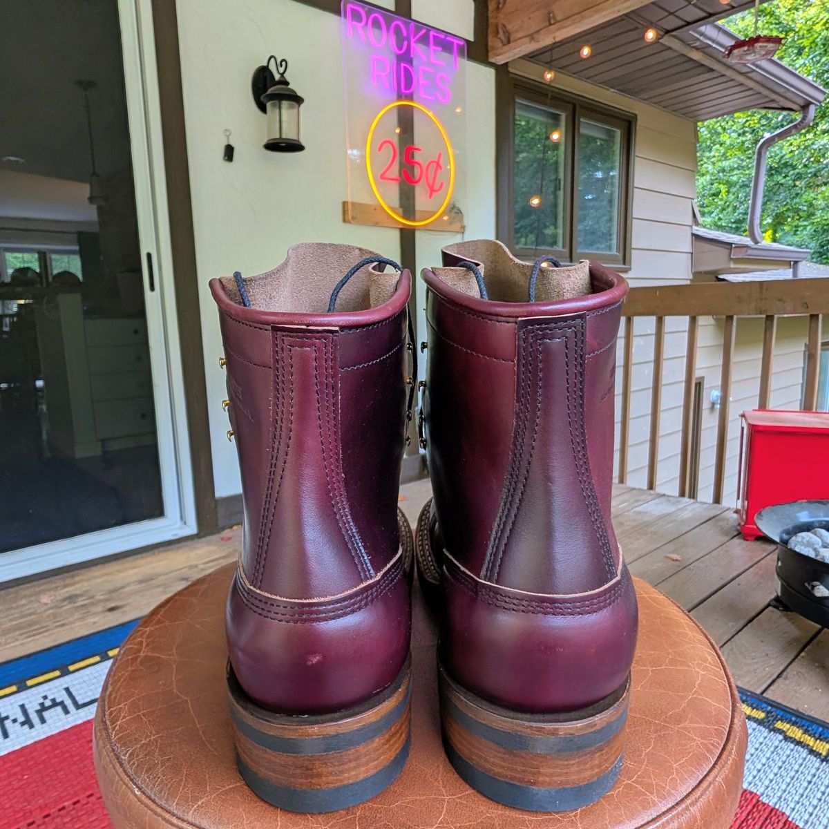 Photo by workwearfit on October 1, 2025 of the White's Bounty Hunter in Horween Burgundy Chromexcel Horsehide.