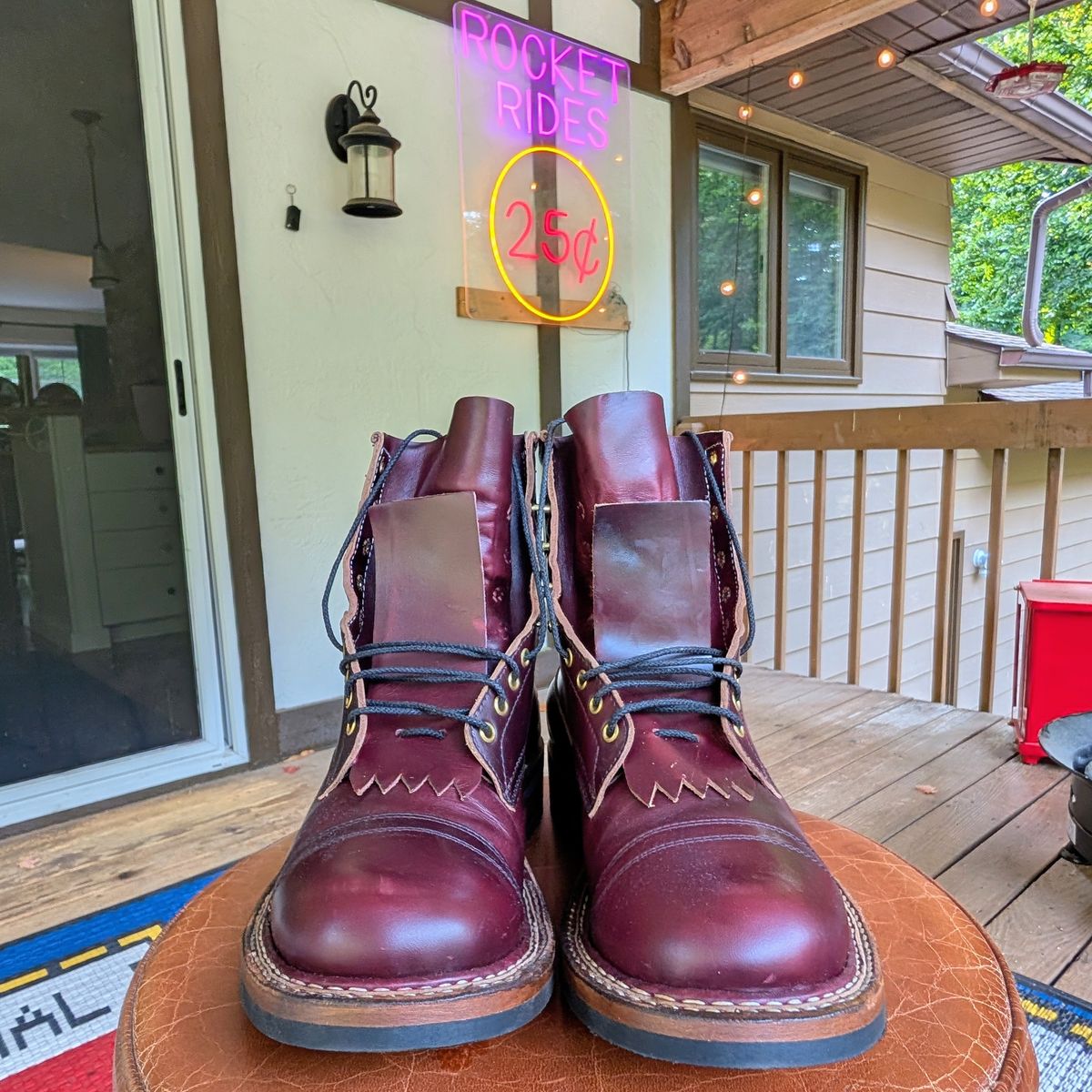 Photo by workwearfit on October 1, 2025 of the White's Bounty Hunter in Horween Burgundy Chromexcel Horsehide.