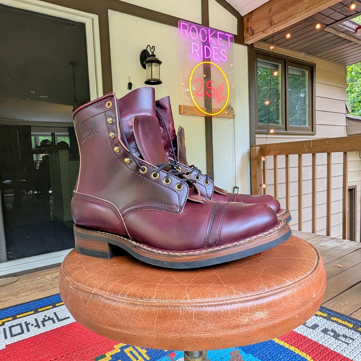 Photo by workwearfit on October 1, 2025 of the White's Bounty Hunter in Horween Burgundy Chromexcel Horsehide.