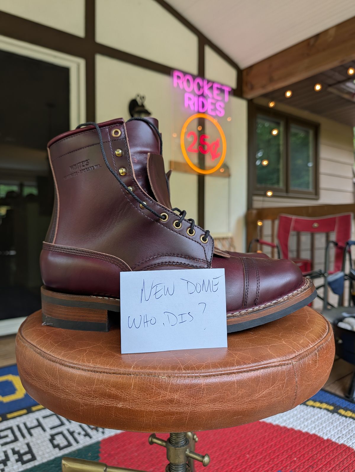 Photo by workwearfit on October 1, 2025 of the White's Bounty Hunter in Horween Burgundy Chromexcel Horsehide.