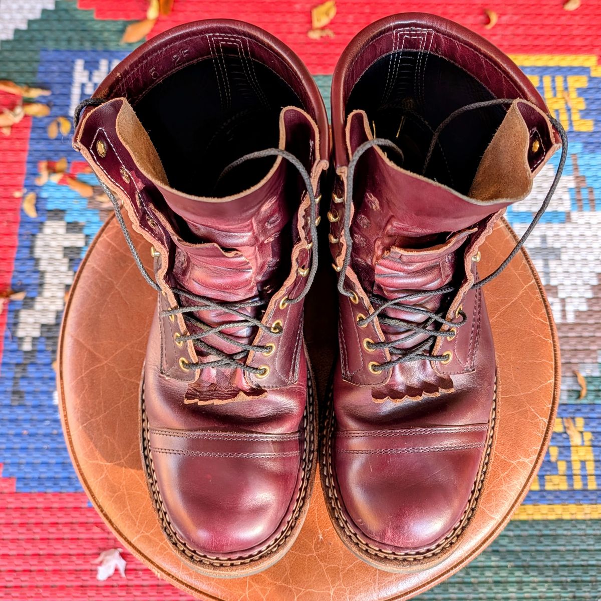 Photo by workwearfit on November 2, 2025 of the White's Bounty Hunter in Horween Burgundy Chromexcel Horsehide.
