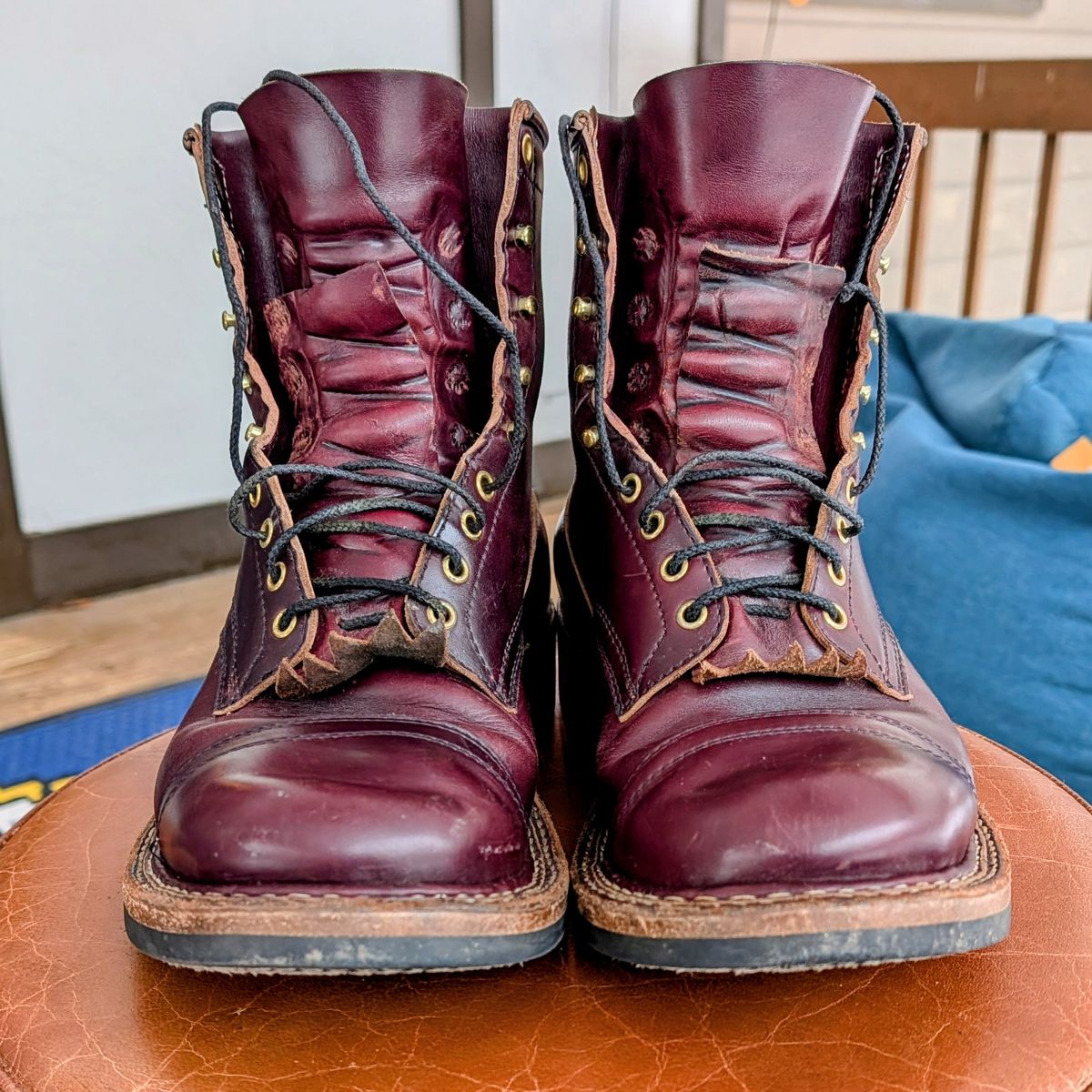 Photo by workwearfit on December 5, 2025 of the White's Bounty Hunter in Horween Burgundy Chromexcel Horsehide.