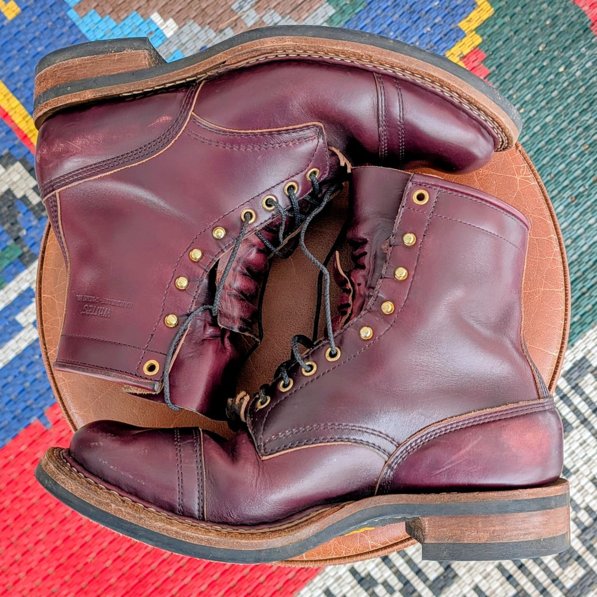 Photo by workwearfit on December 5, 2025 of the White's Bounty Hunter in Horween Burgundy Chromexcel Horsehide.