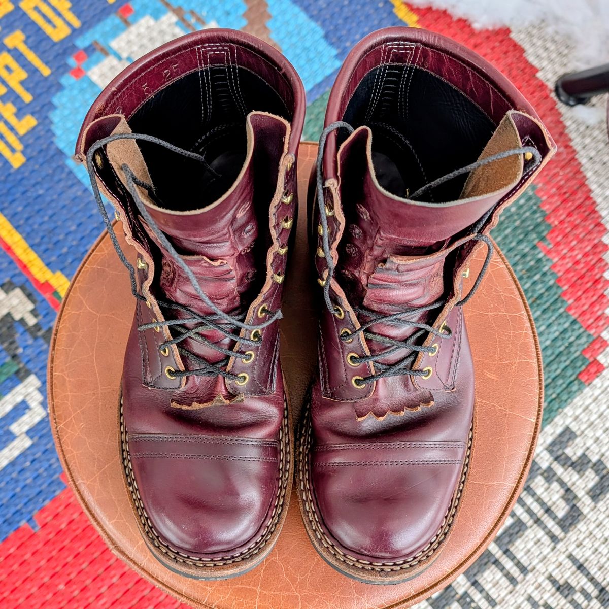 Photo by workwearfit on December 5, 2025 of the White's Bounty Hunter in Horween Burgundy Chromexcel Horsehide.