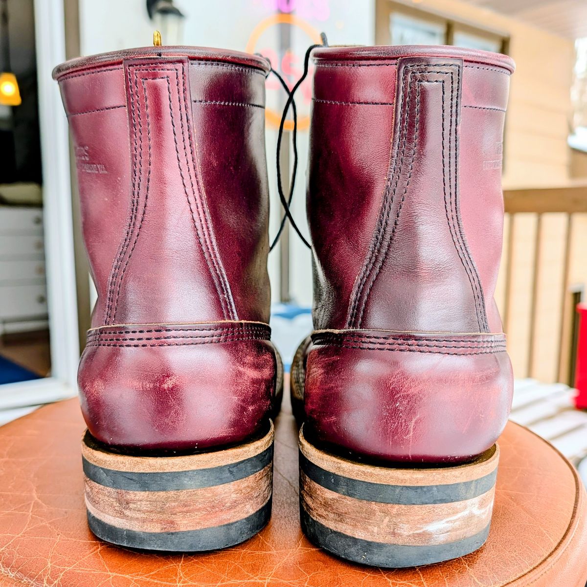 Photo by workwearfit on January 4, 2026 of the White's Bounty Hunter in Horween Burgundy Chromexcel Horsehide.
