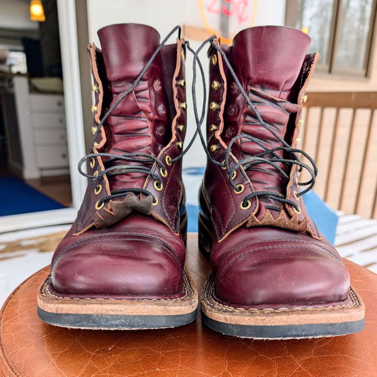 Photo by workwearfit on January 4, 2026 of the White's Bounty Hunter in Horween Burgundy Chromexcel Horsehide.