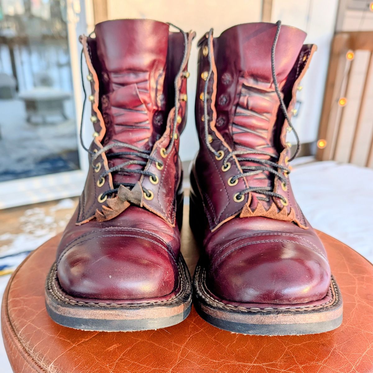 Photo by workwearfit on February 3, 2026 of the White's Bounty Hunter in Horween Burgundy Chromexcel Horsehide.