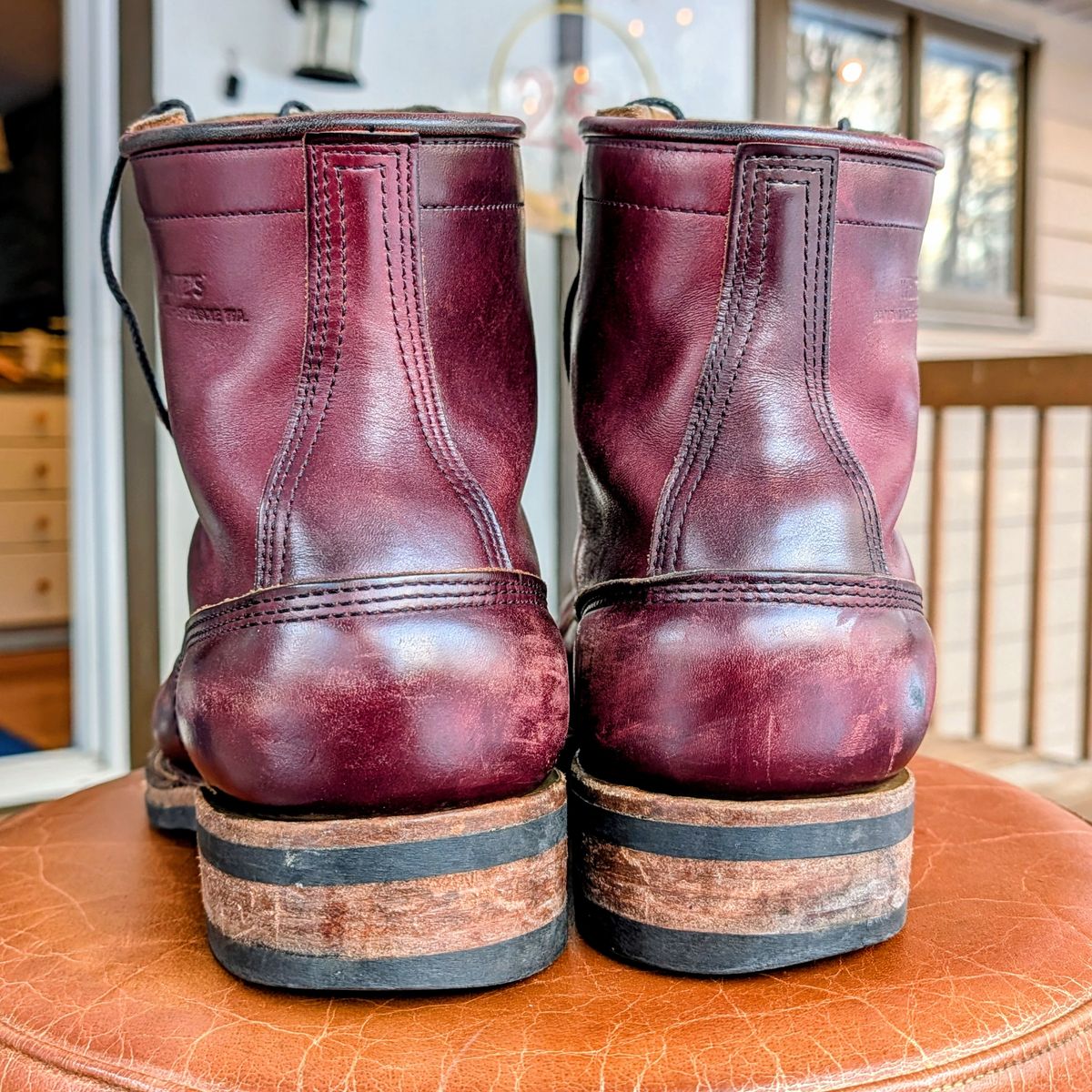 Photo by workwearfit on March 1, 2026 of the White's Bounty Hunter in Horween Burgundy Chromexcel Horsehide.