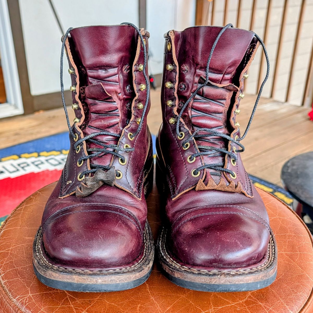 Photo by workwearfit on March 1, 2026 of the White's Bounty Hunter in Horween Burgundy Chromexcel Horsehide.