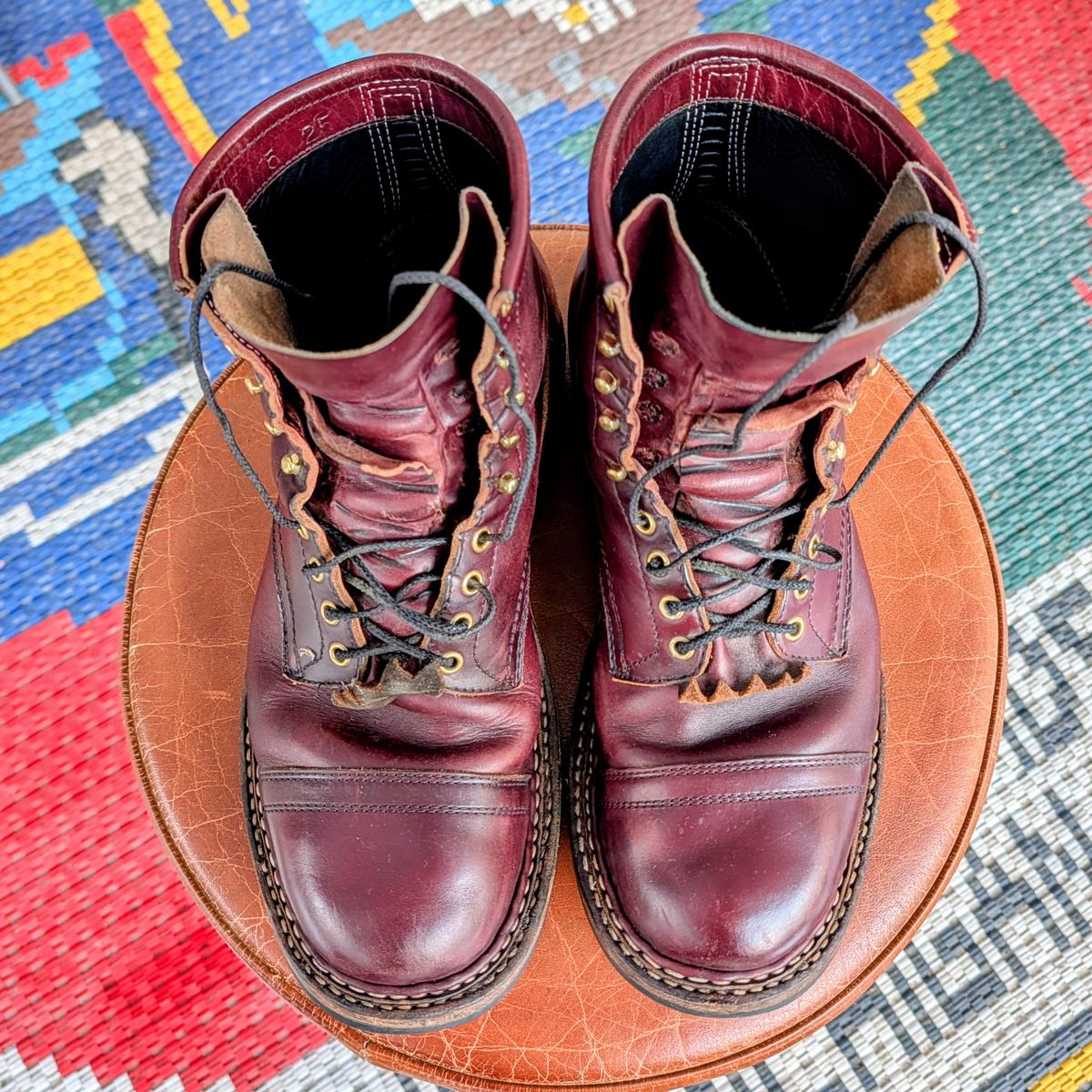 Photo by workwearfit on March 1, 2026 of the White's Bounty Hunter in Horween Burgundy Chromexcel Horsehide.