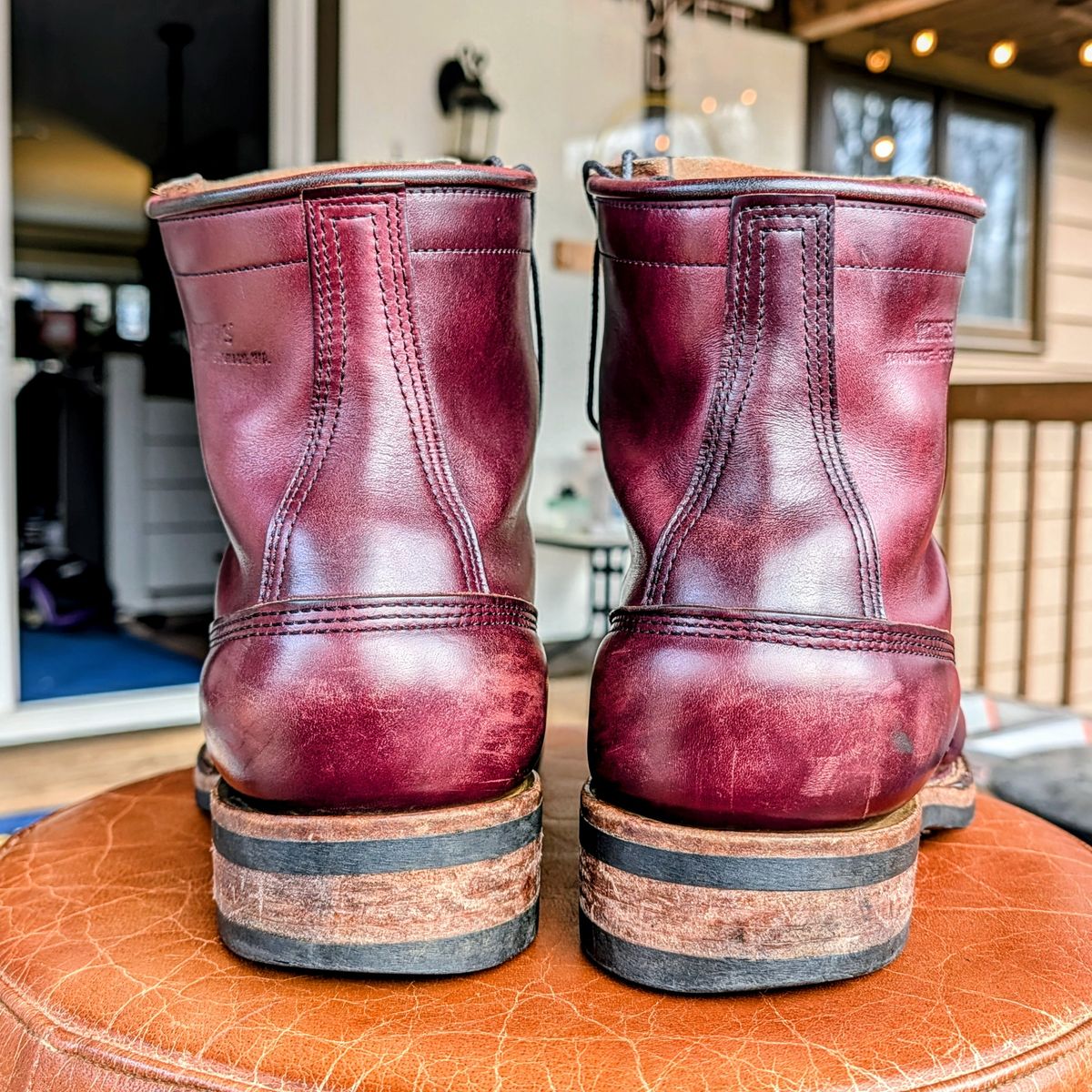Photo by workwearfit on April 1, 2026 of the White's Bounty Hunter in Horween Burgundy Chromexcel Horsehide.