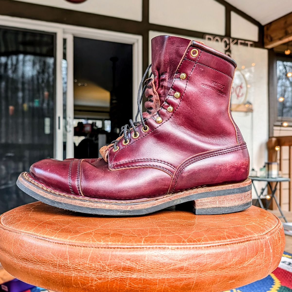 Photo by workwearfit on April 1, 2026 of the White's Bounty Hunter in Horween Burgundy Chromexcel Horsehide.