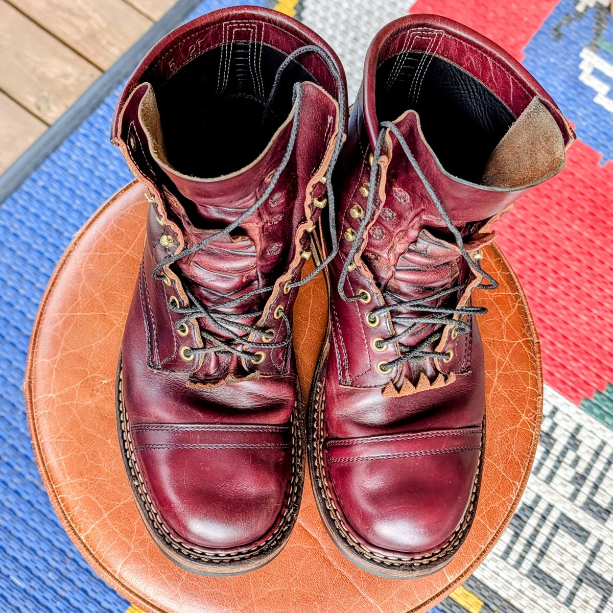 Photo by workwearfit on April 1, 2026 of the White's Bounty Hunter in Horween Burgundy Chromexcel Horsehide.