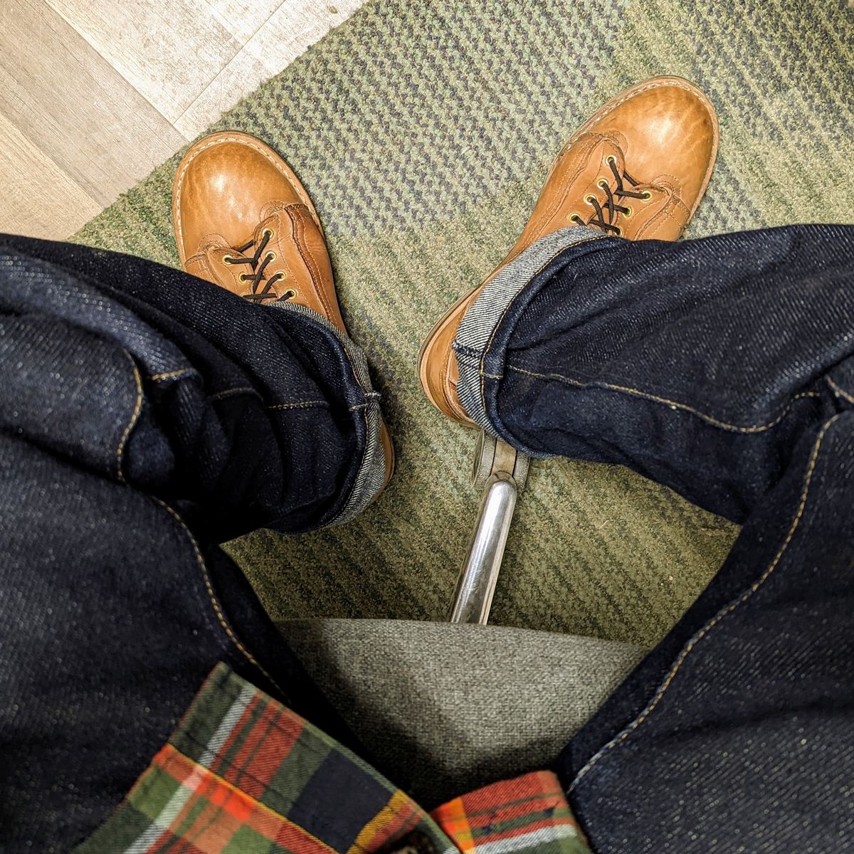 Photo by workwearfit on November 23, 2022 of the Frank's Boots Lace-To-Toe in Horween Russet Horsehide Strips.