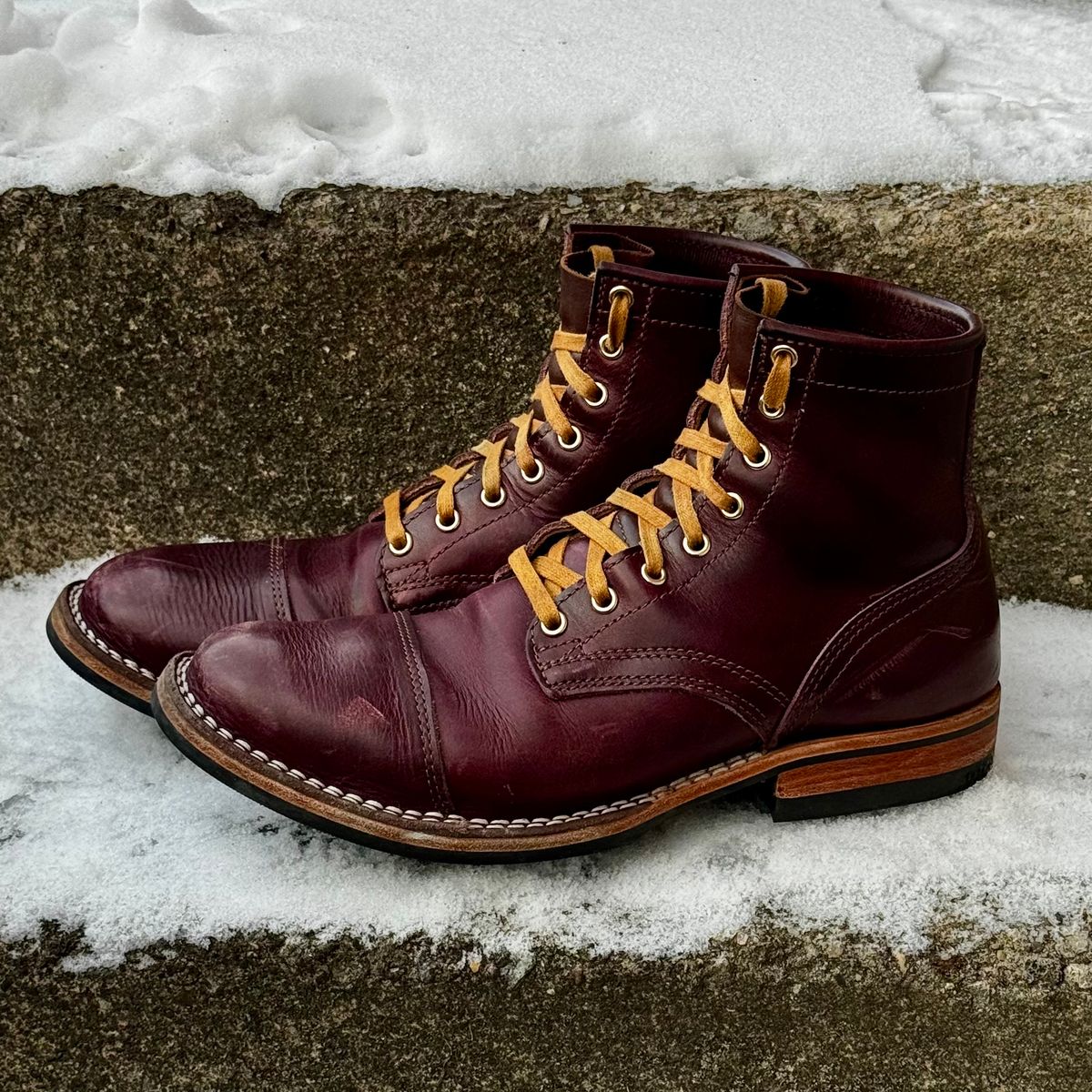 Photo by Leetsalot on January 5, 2026 of the Nicks x Parkhurst V1 in Horween Color 8 Cypress.