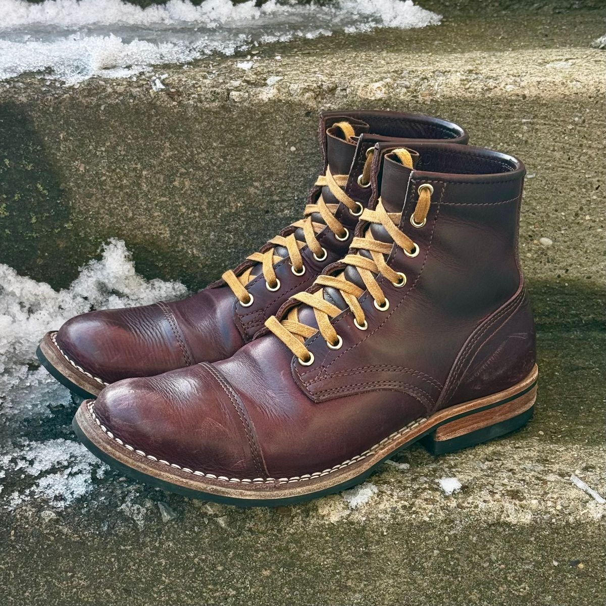 Photo by Leetsalot on February 4, 2026 of the Nicks x Parkhurst V1 in Horween Color 8 Cypress.