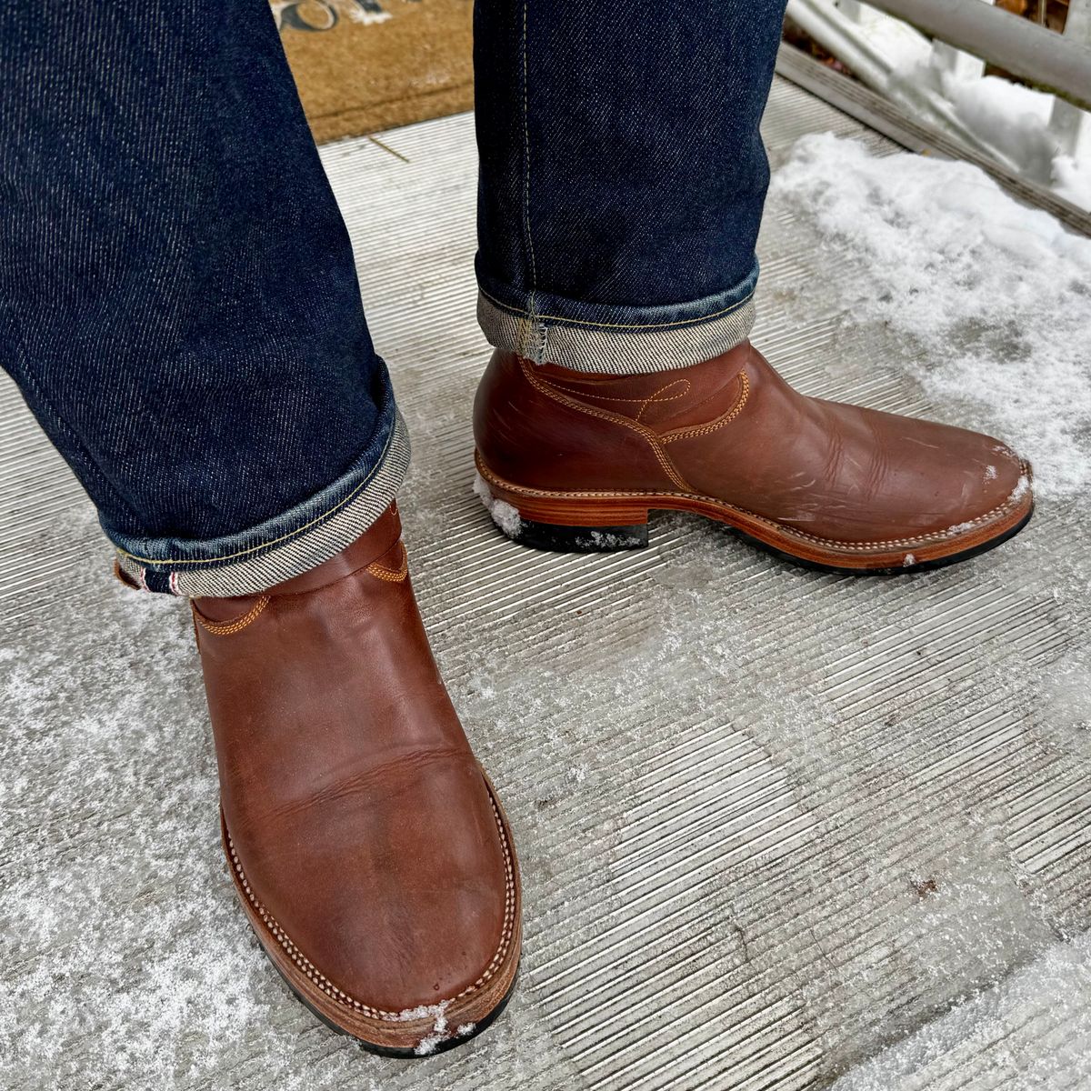 Photo by Leetsalot on December 4, 2025 of the Fortis Boots Tapak 2.0 Engineer Boots in Indonesian Medium Brown Pull Up.