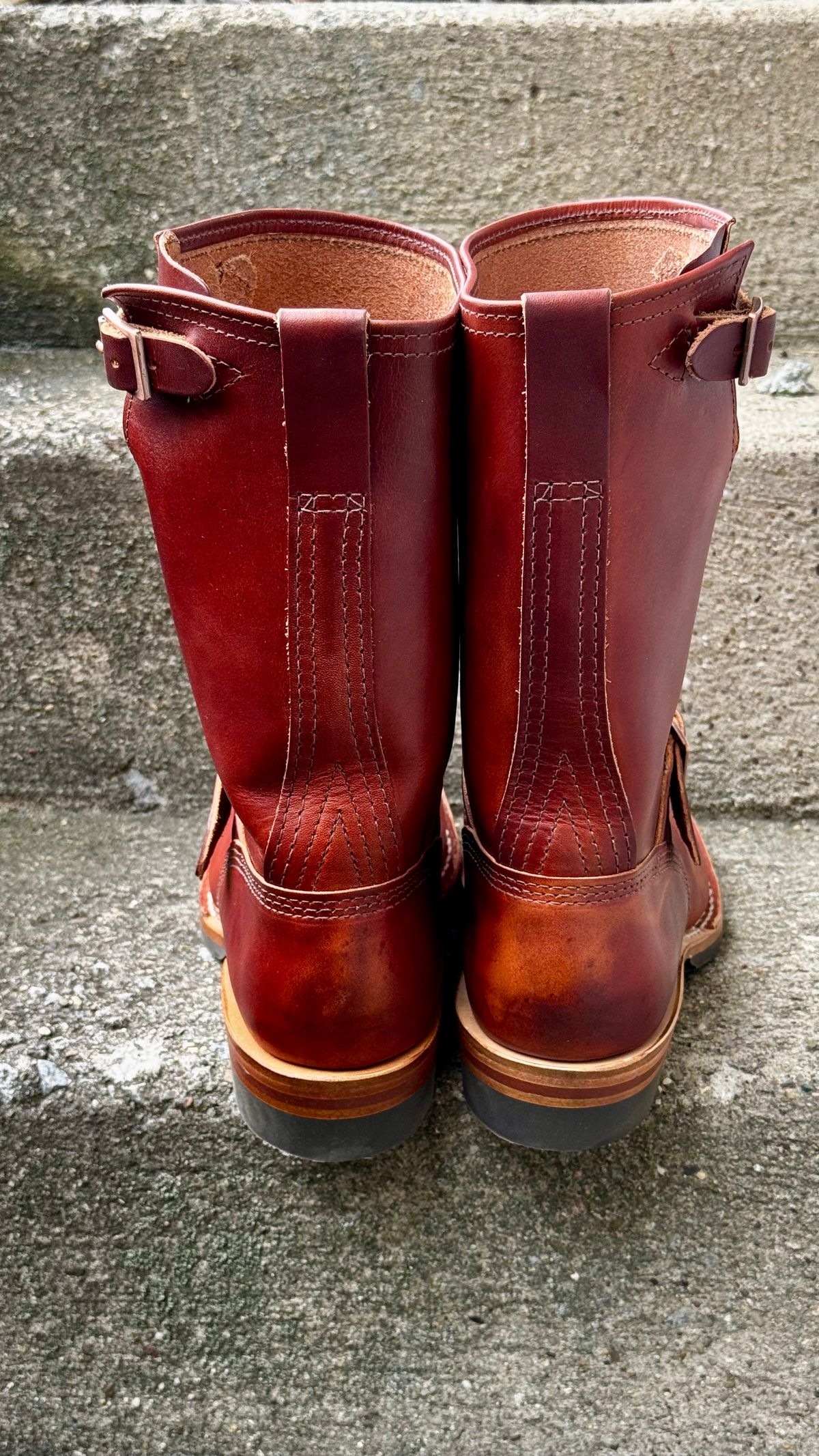 Photo by Leetsalot on October 2, 2024 of the Wesco Mister Lou in Wickett & Craig Tan Oiled Latigo.