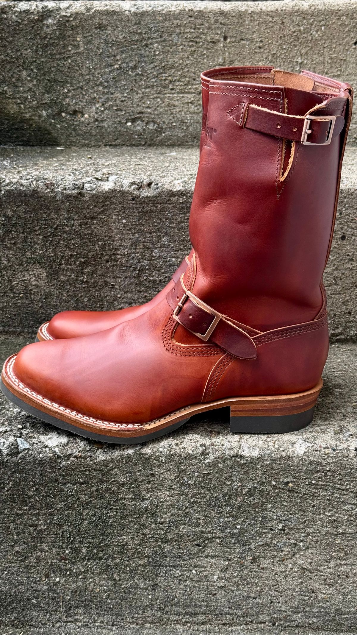 Photo by Leetsalot on October 2, 2024 of the Wesco Mister Lou in Wickett & Craig Tan Oiled Latigo.