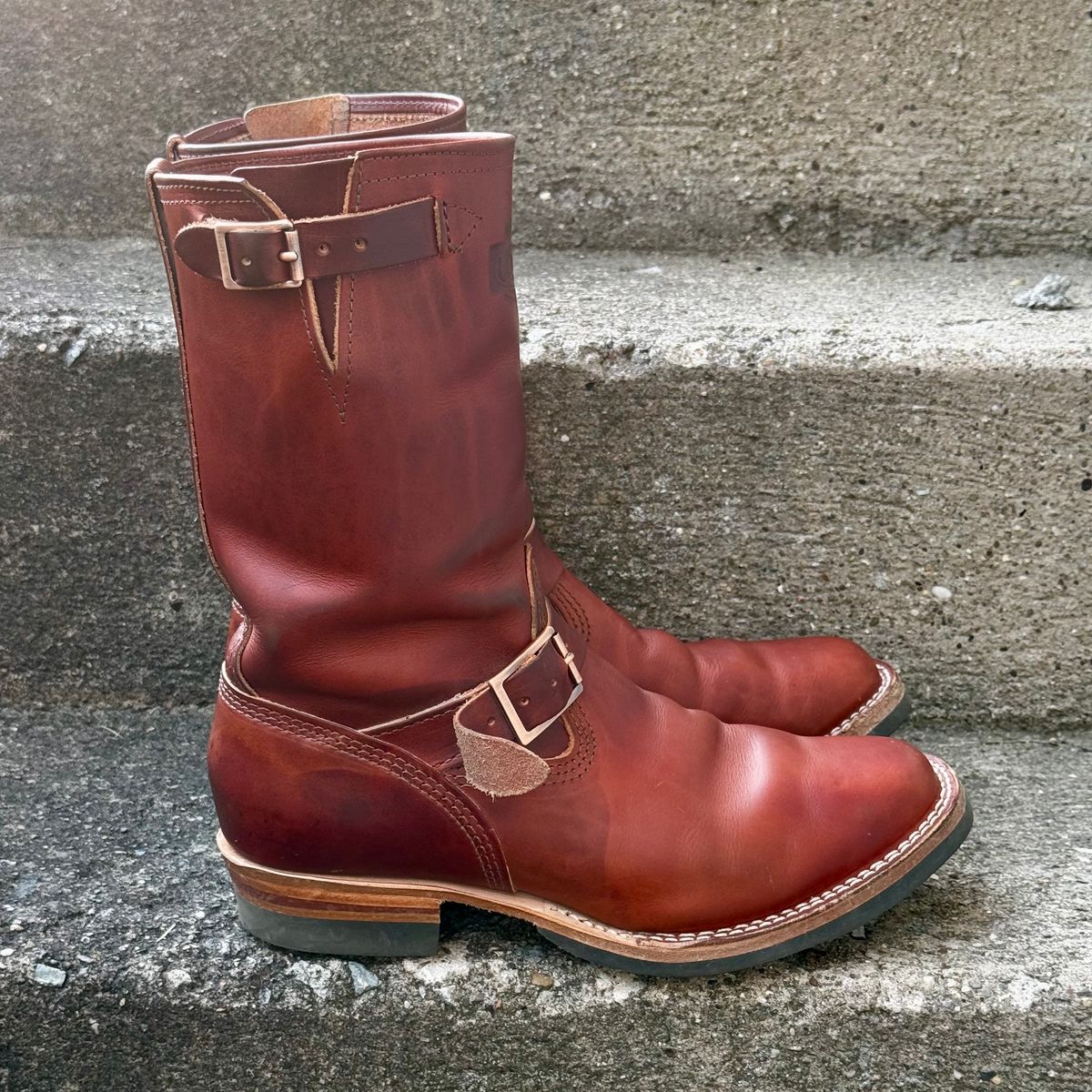 Photo by Leetsalot on November 6, 2024 of the Wesco Mister Lou in Wickett & Craig Tan Oiled Latigo.