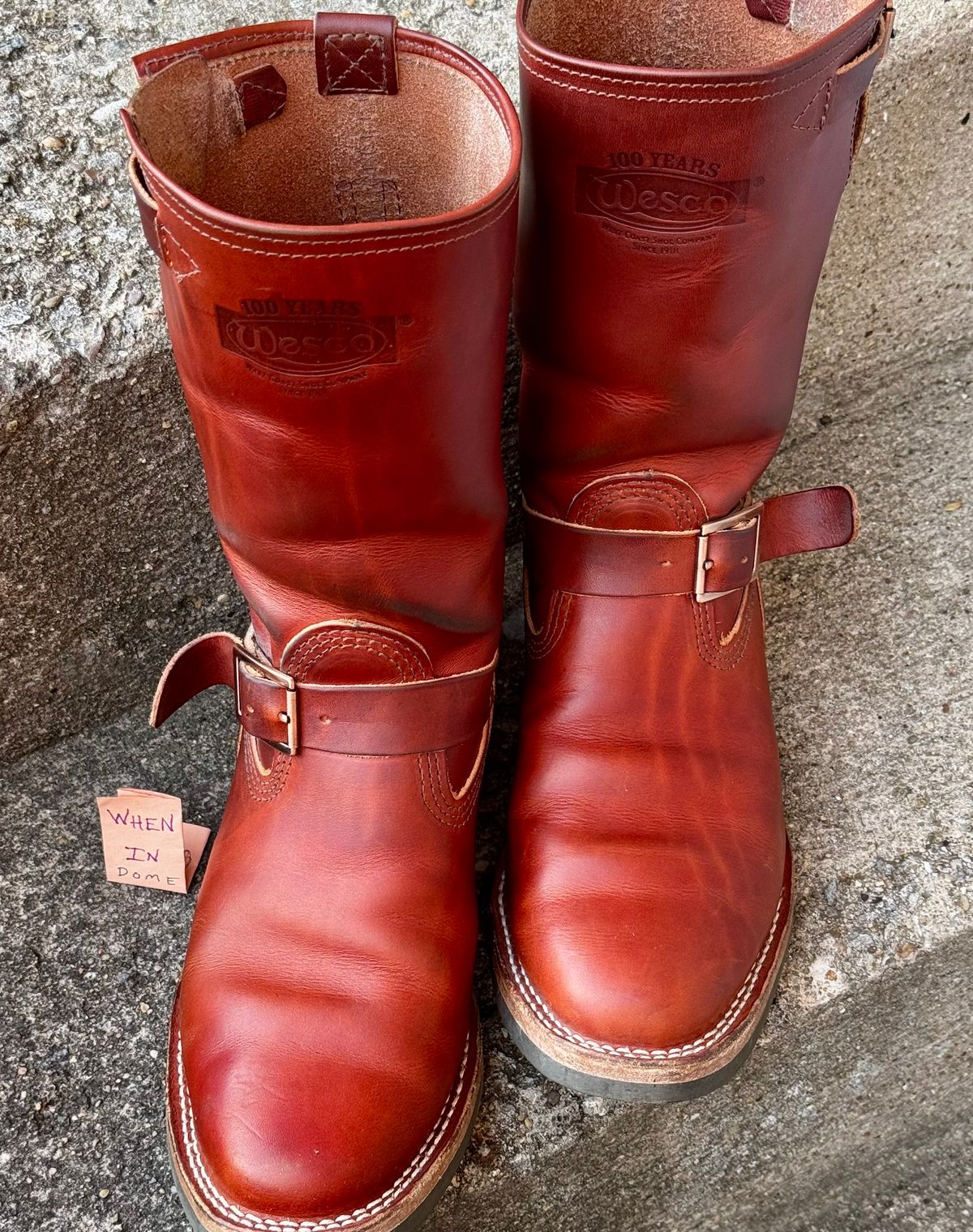 Photo by Leetsalot on November 6, 2024 of the Wesco Mister Lou in Wickett & Craig Tan Oiled Latigo.