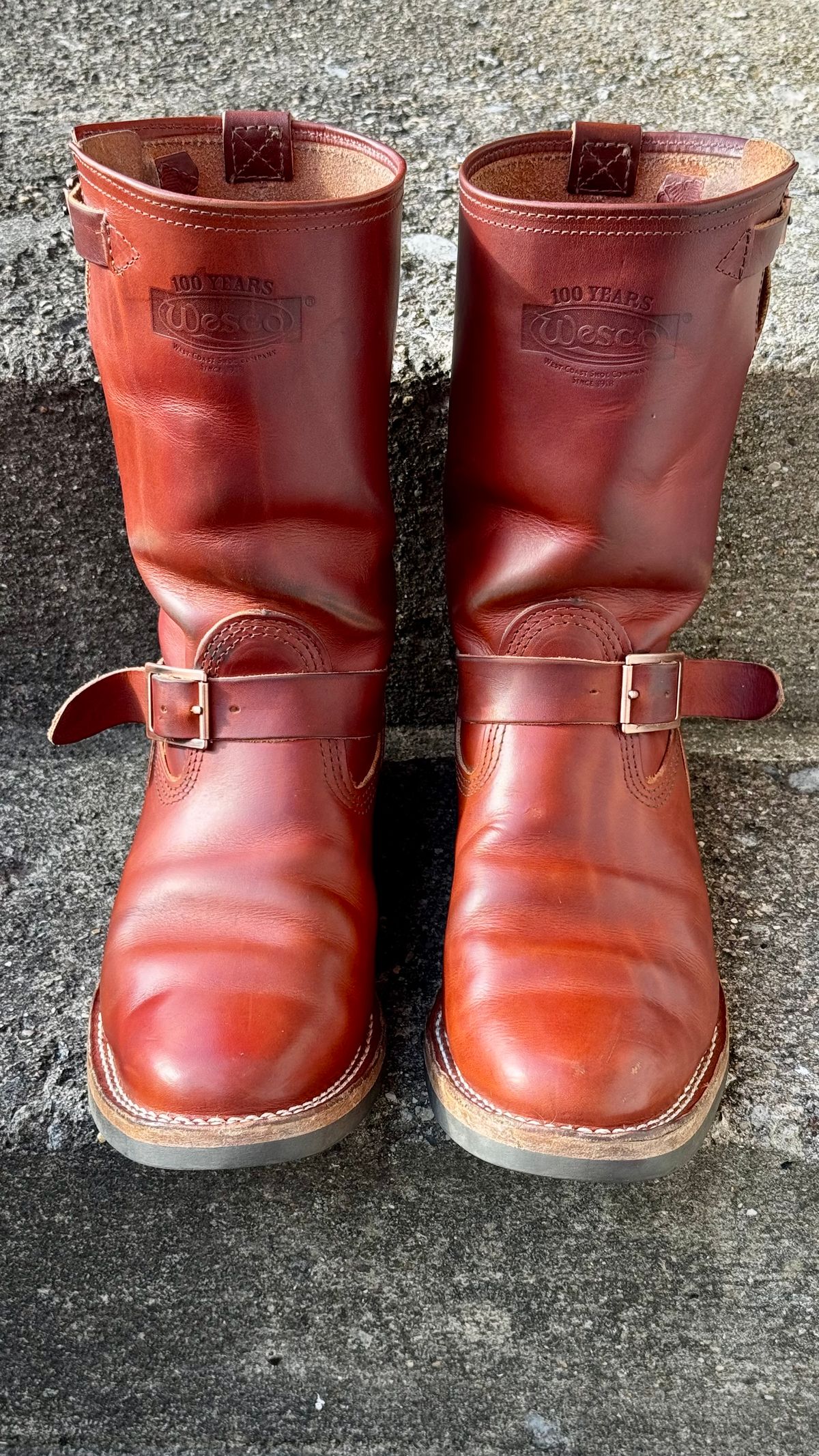Photo by Leetsalot on December 6, 2024 of the Wesco Mister Lou in Wickett & Craig Tan Oiled Latigo.