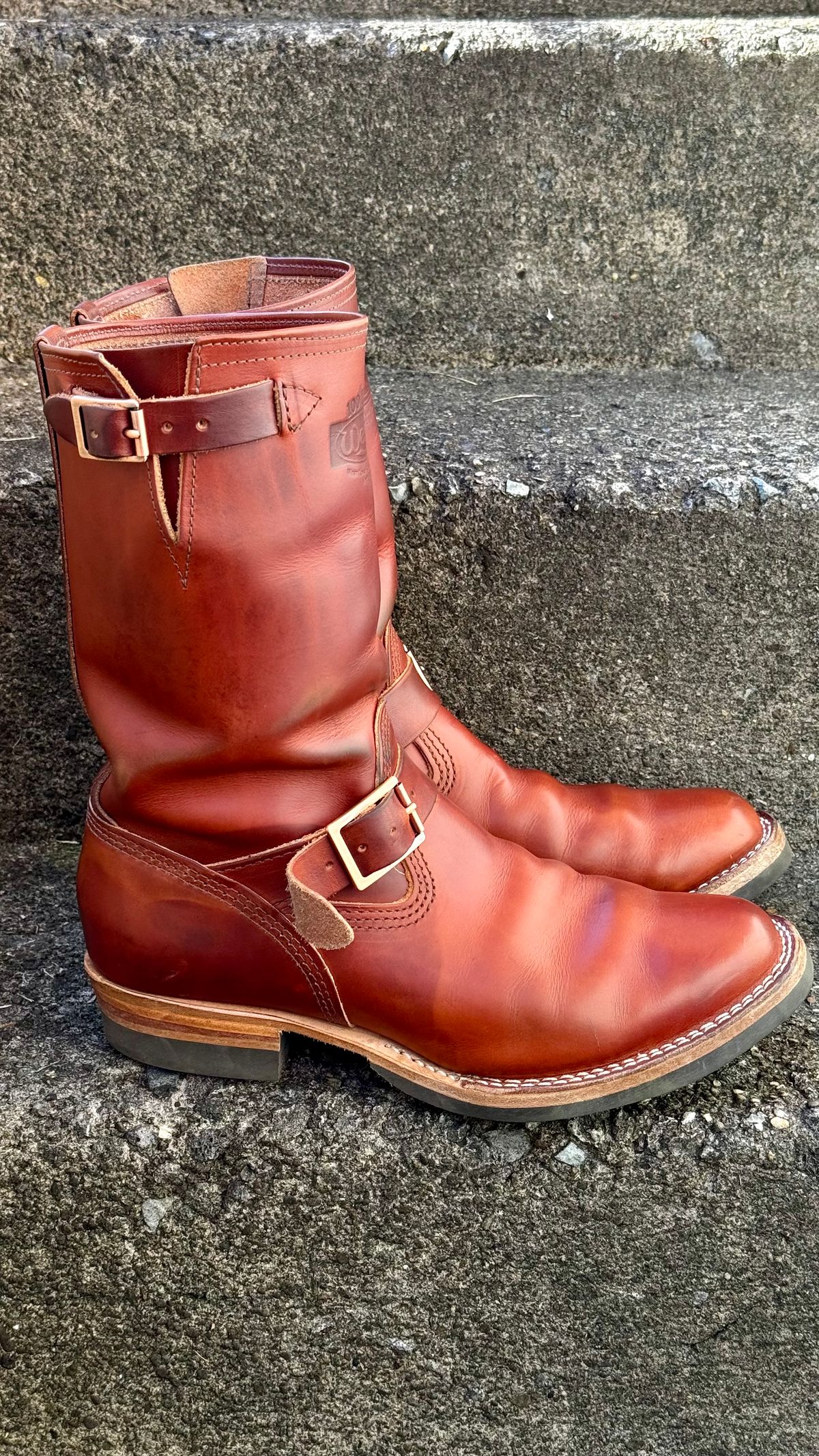 Photo by Leetsalot on December 6, 2024 of the Wesco Mister Lou in Wickett & Craig Tan Oiled Latigo.