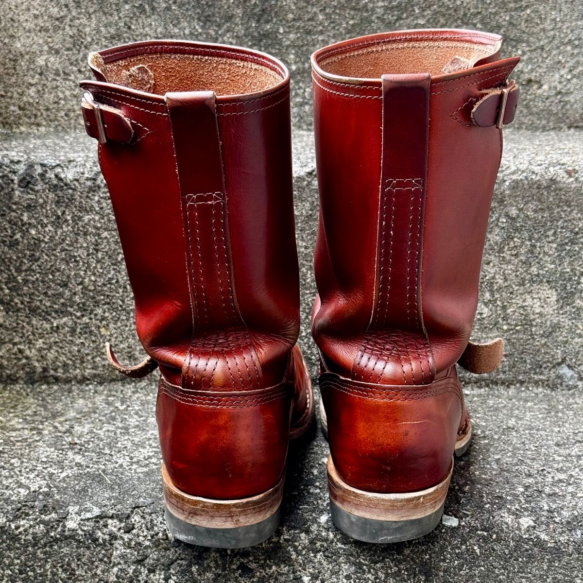 Photo by Leetsalot on February 3, 2025 of the Wesco Mister Lou in Wickett & Craig Tan Oiled Latigo.