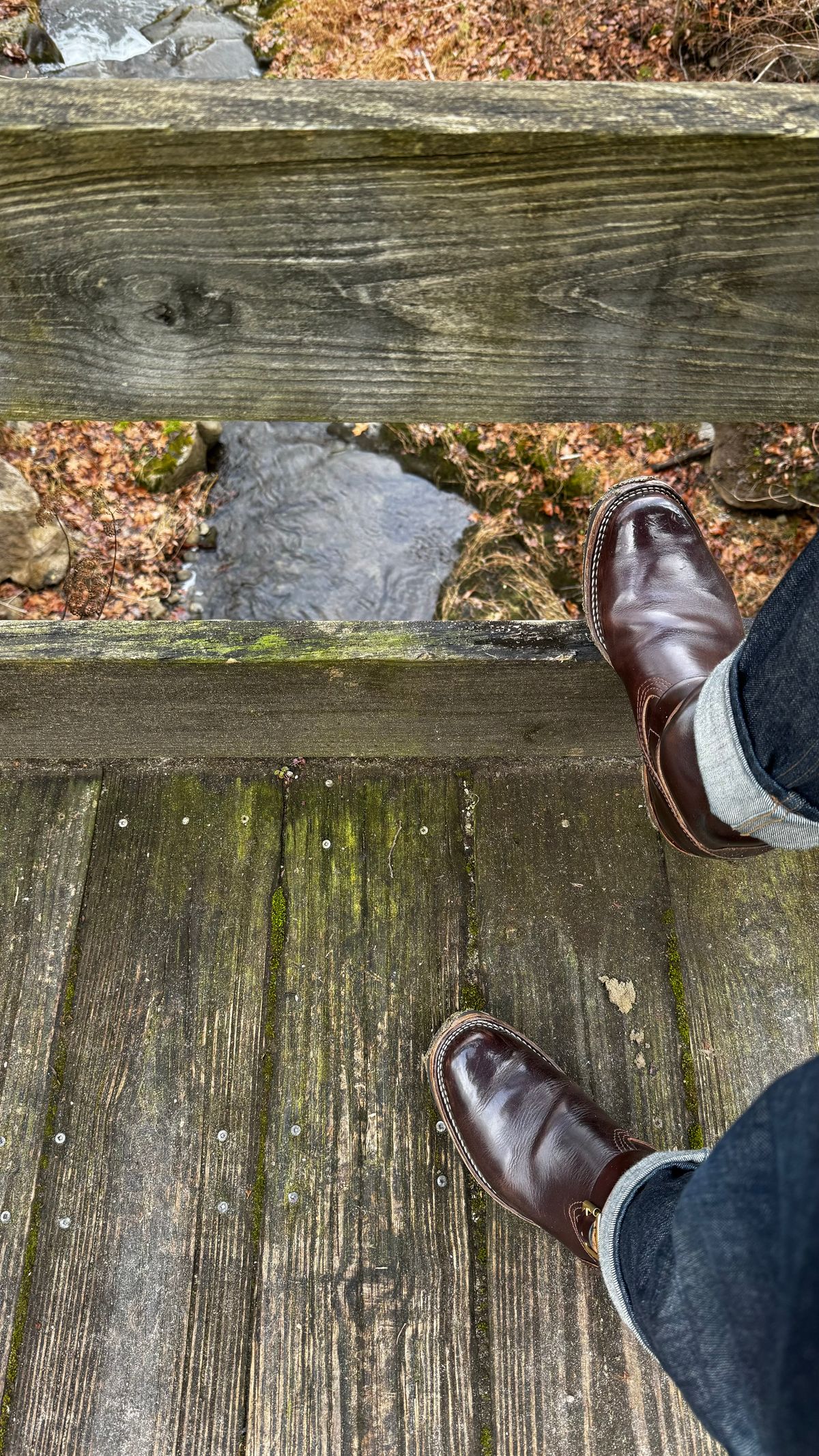 Photo by Leetsalot on December 4, 2023 of the Wesco Mister Lou in Horween Brown Chromexcel.