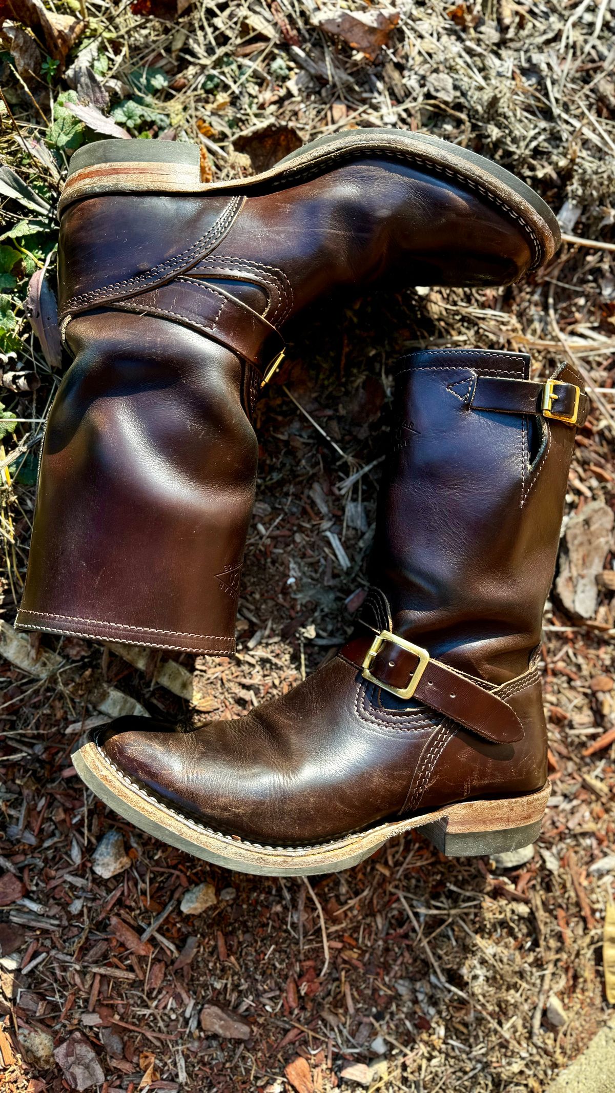 Photo by Leetsalot on February 6, 2024 of the Wesco Mister Lou in Horween Brown Chromexcel.