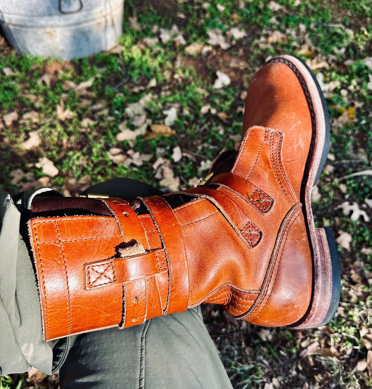 Photo by Bedrock on November 24, 2024 of the Nicks Heritage TankerPro in Horween Natural Dublin.