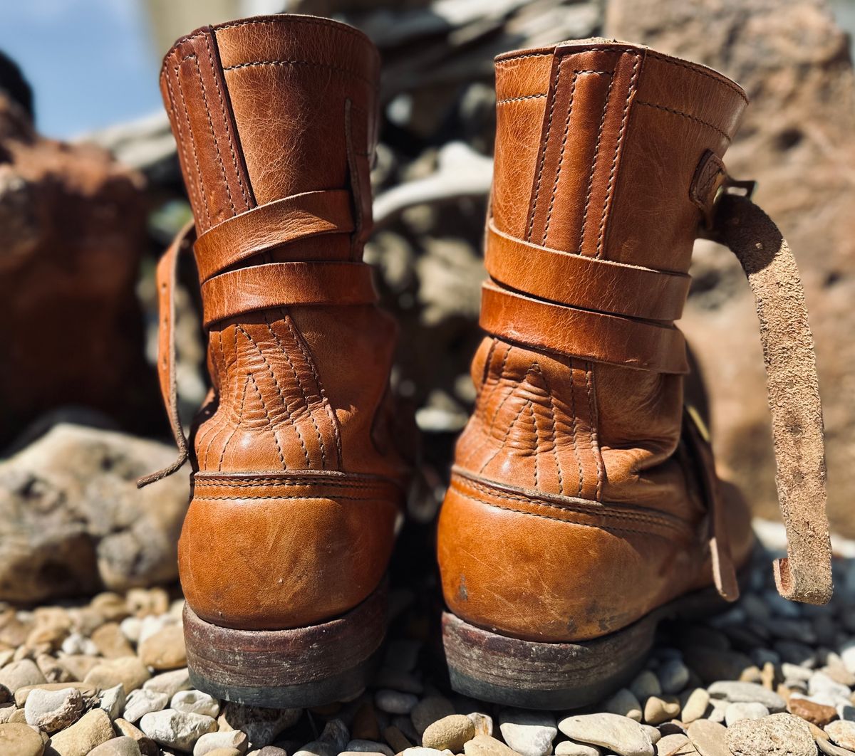 Photo by Bedrock on March 31, 2025 of the Nicks Heritage TankerPro in Horween Natural Dublin.