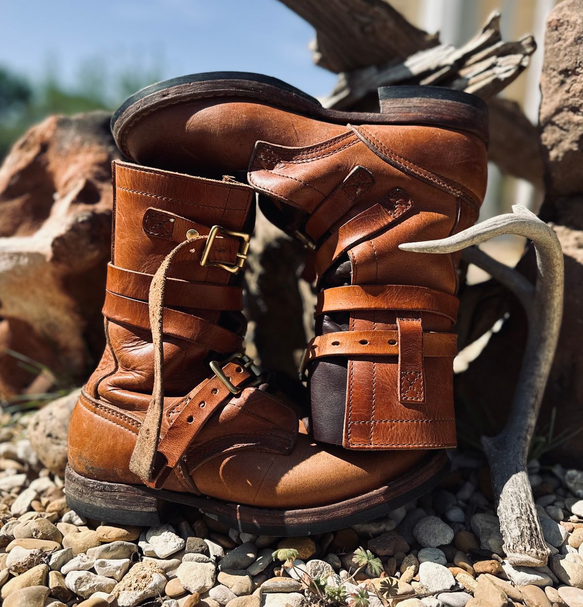 Photo by Bedrock on March 31, 2025 of the Nicks Heritage TankerPro in Horween Natural Dublin.