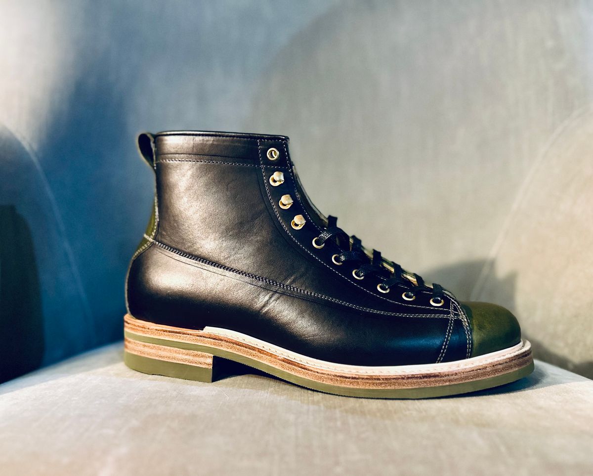 Photo by Bedrock on October 3, 2024 of the Sagara Cordmaster in Badalassi Carlo Oliva Minerva Overdyed Black.