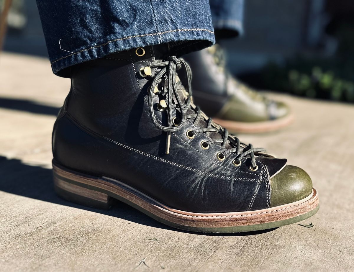 Photo by Bedrock on November 9, 2024 of the Sagara Cordmaster in Badalassi Carlo Oliva Minerva Overdyed Black.