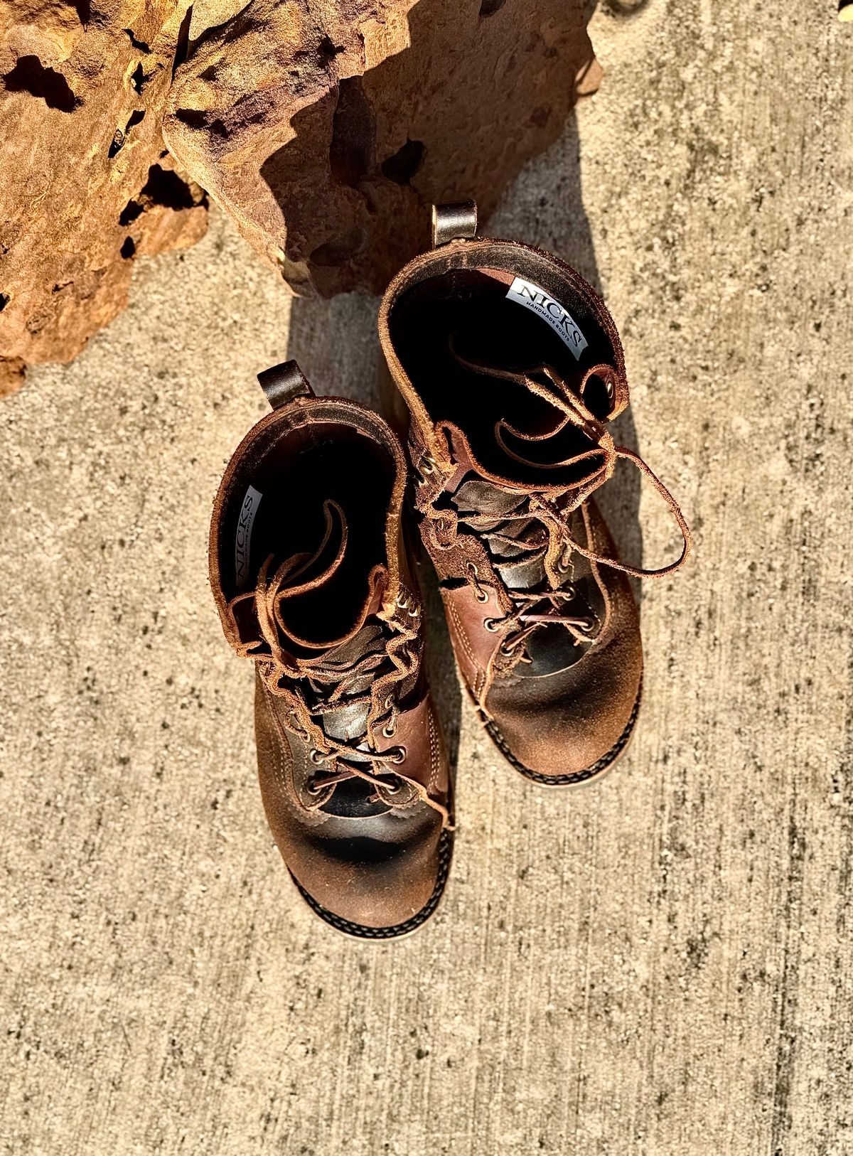 Photo by Bedrock on June 8, 2026 of the Nicks x Rose Anvil ND3 in Horween Brown Waxed Flesh.
