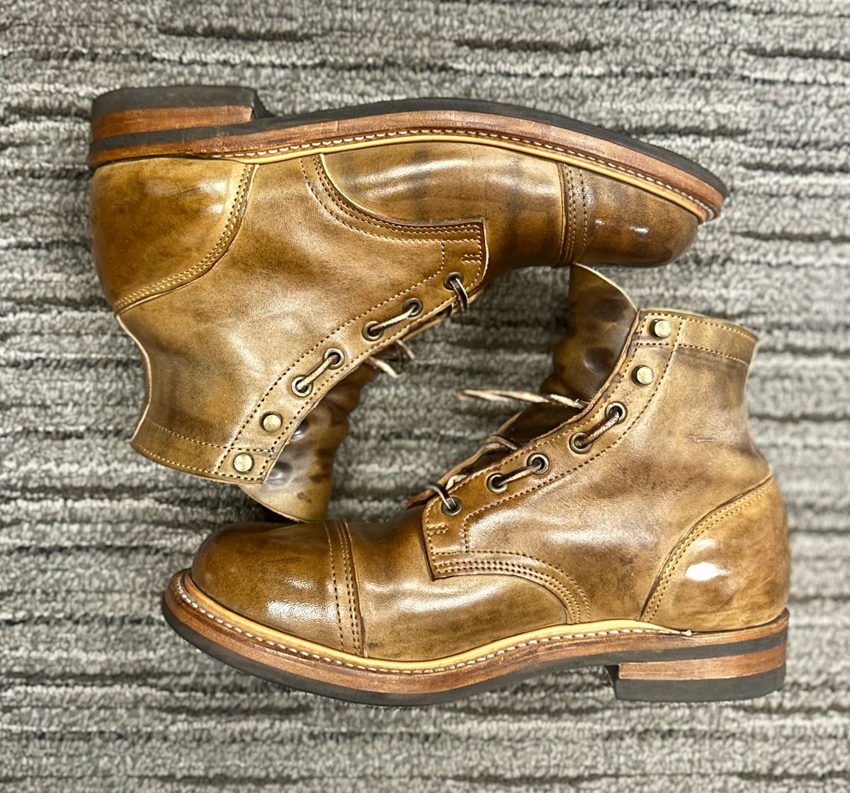 Photo by Bedrock on September 11, 2025 of the Truman Cap Toe Boot in Vintage Military Horse Rump.