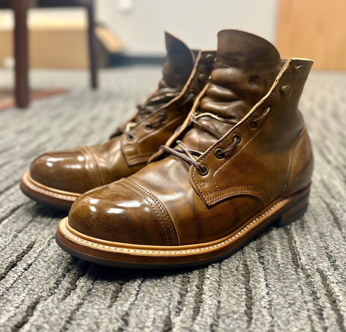 Photo by Bedrock on September 11, 2025 of the Truman Cap Toe Boot in Vintage Military Horse Rump.