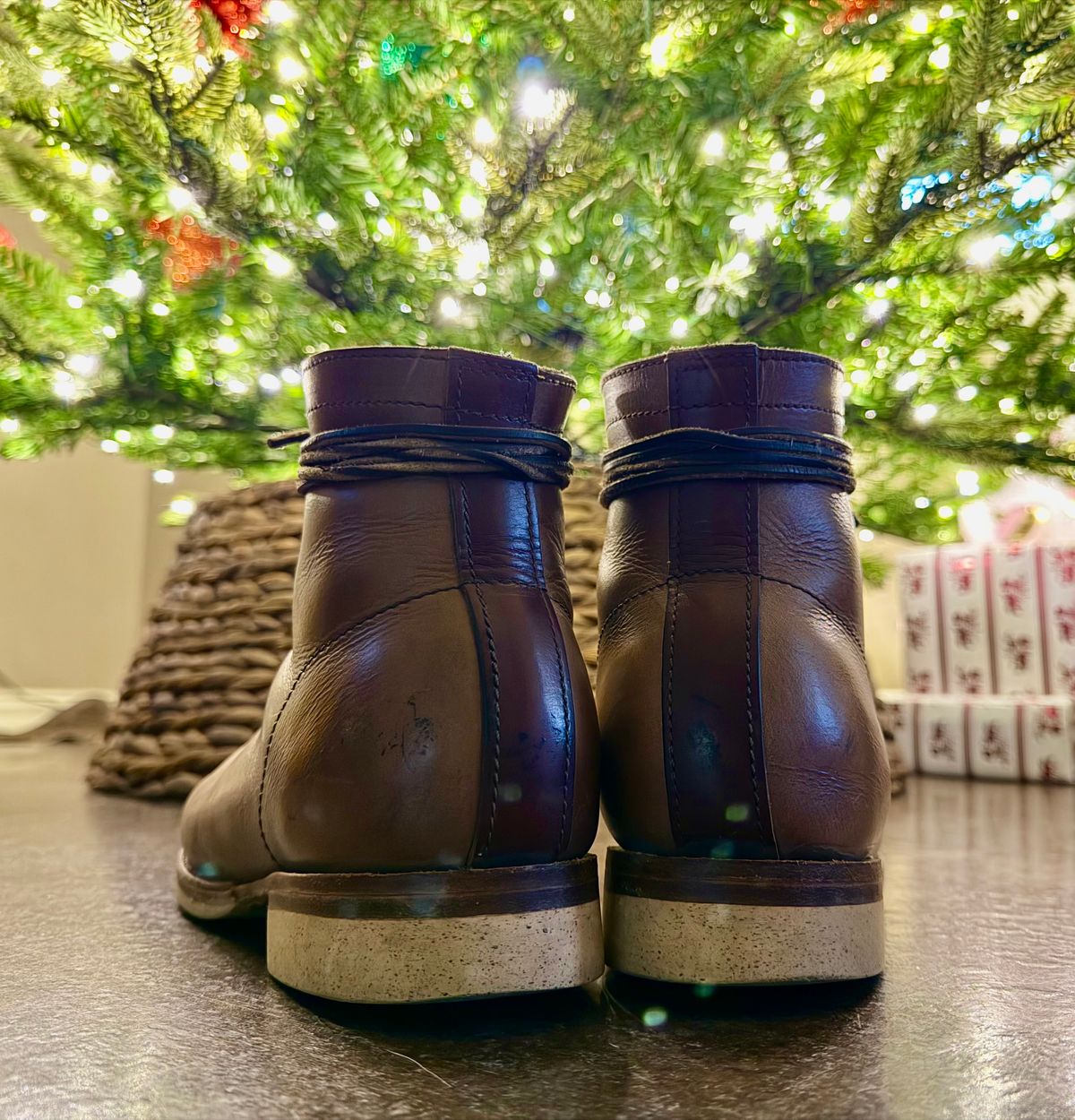 Photo by Bedrock on December 1, 2025 of the Oldspeed MFG Wholecut Monkey in Horween Natural Chromexcel.