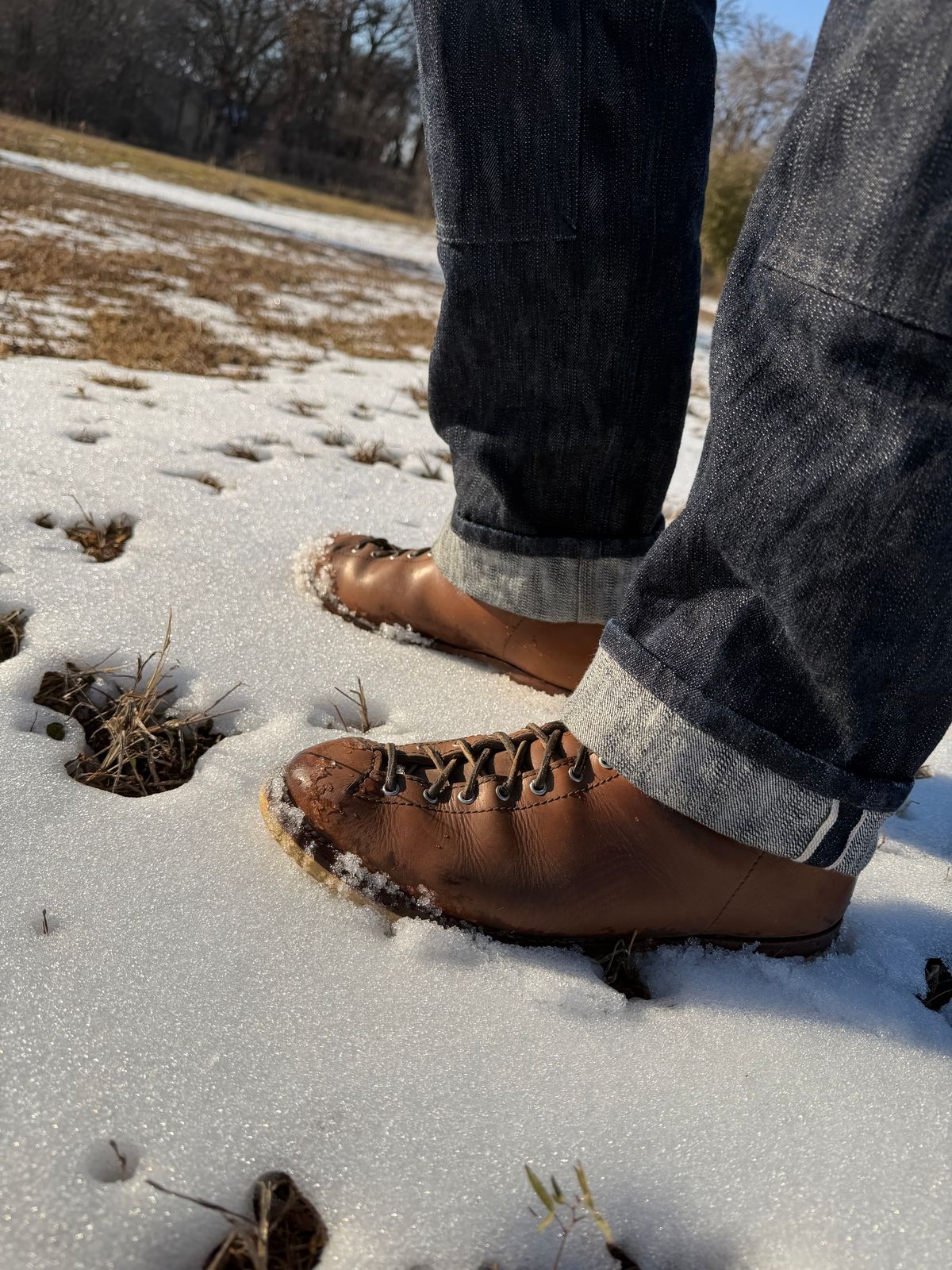 Photo by Bedrock on January 29, 2026 of the Oldspeed MFG Wholecut Monkey in Horween Natural Chromexcel.